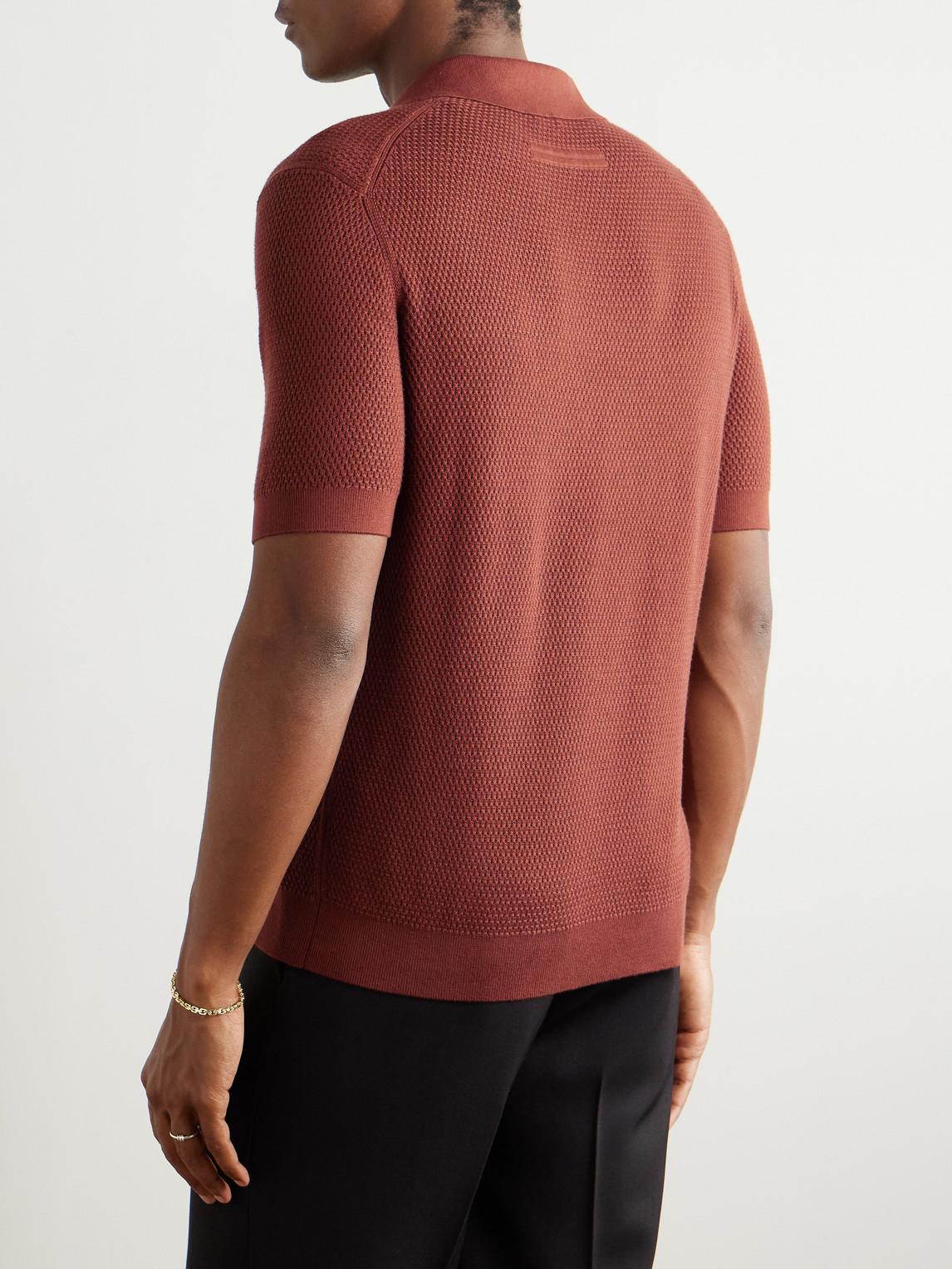 Shop Zegna Slim-fit Cotton-piqué Polo Shirt In Red
