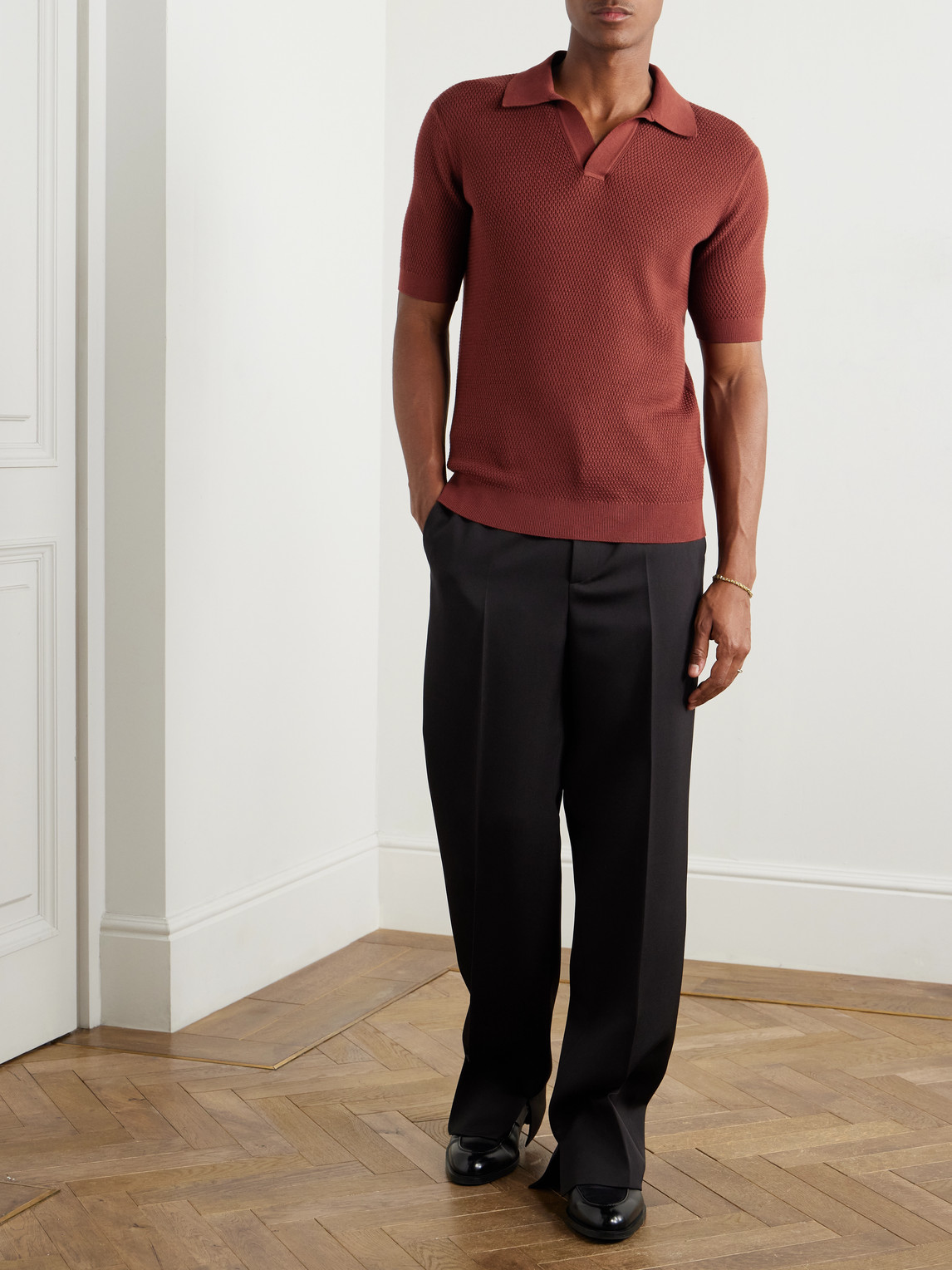 Shop Zegna Slim-fit Cotton-piqué Polo Shirt In Red
