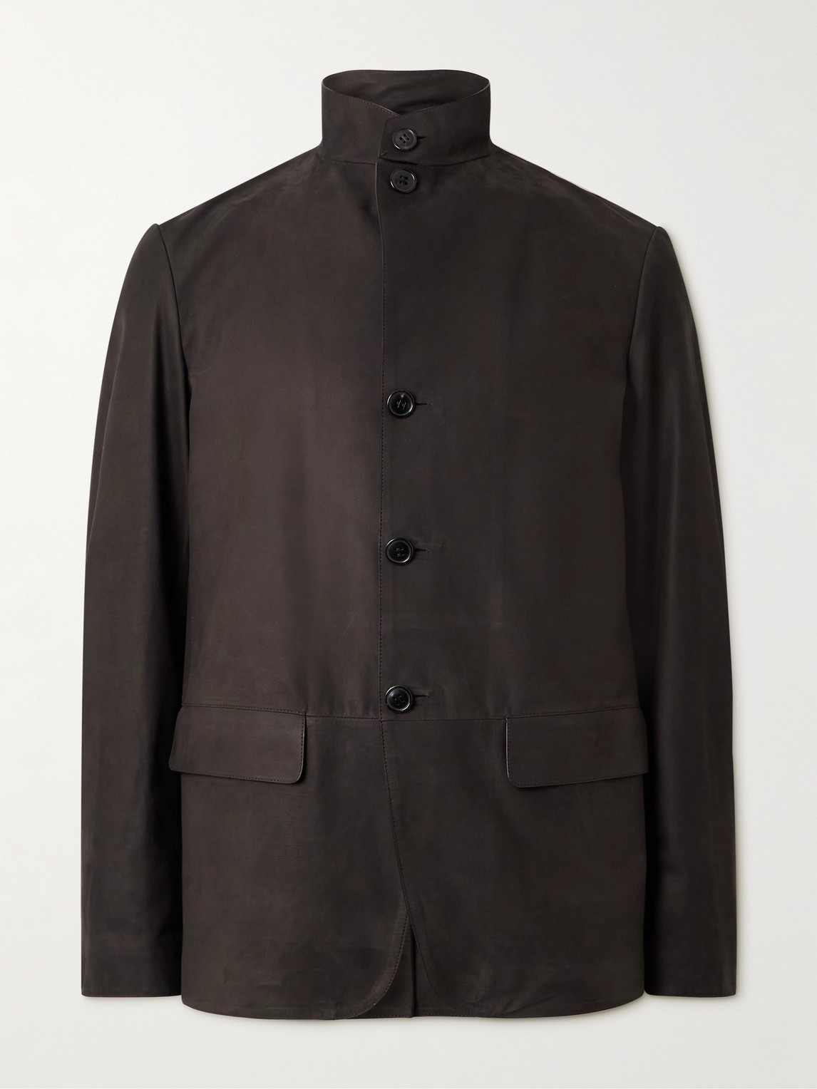 Zegna Nehru-Collar Nubuck Jacket - Men