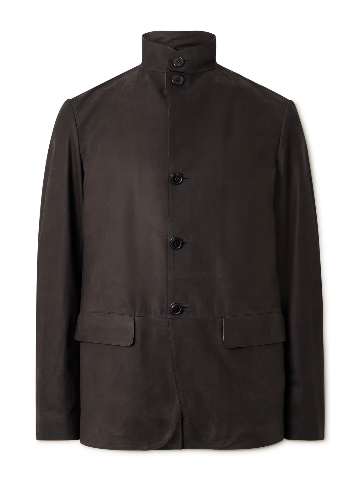 Nehru-Collar Nubuck Jacket