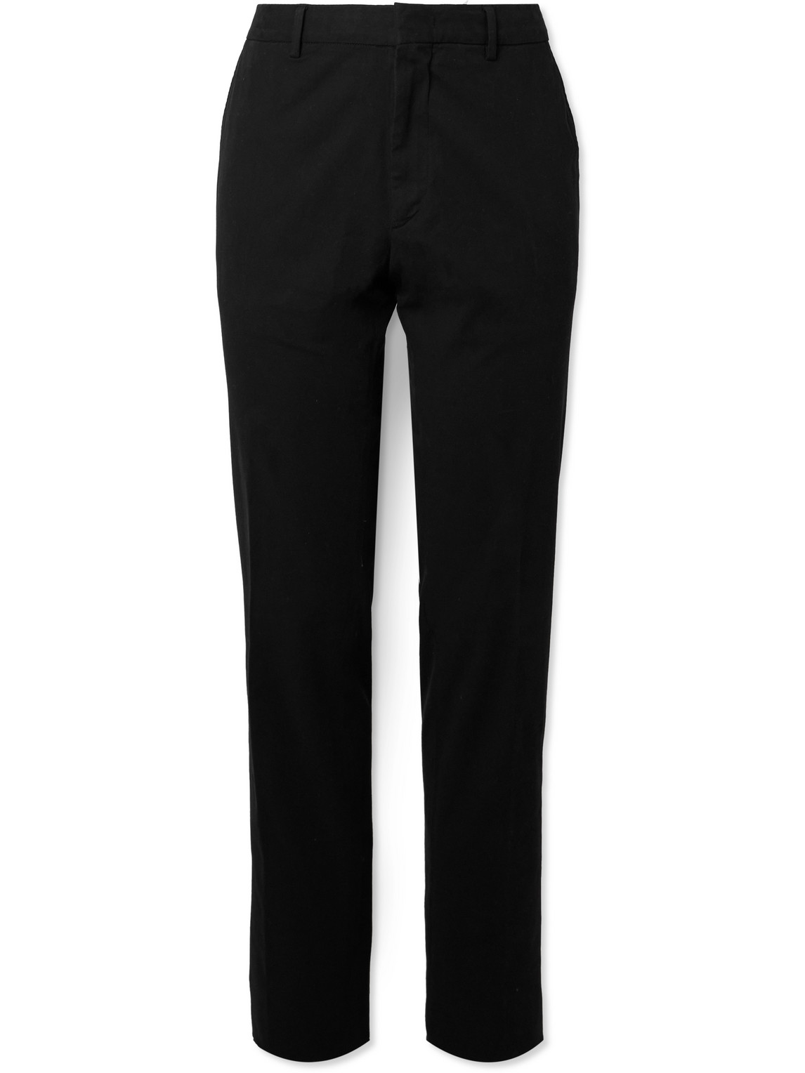 Zegna Easy Straight-leg Garment-dyed Cotton-blend Chinos In Black