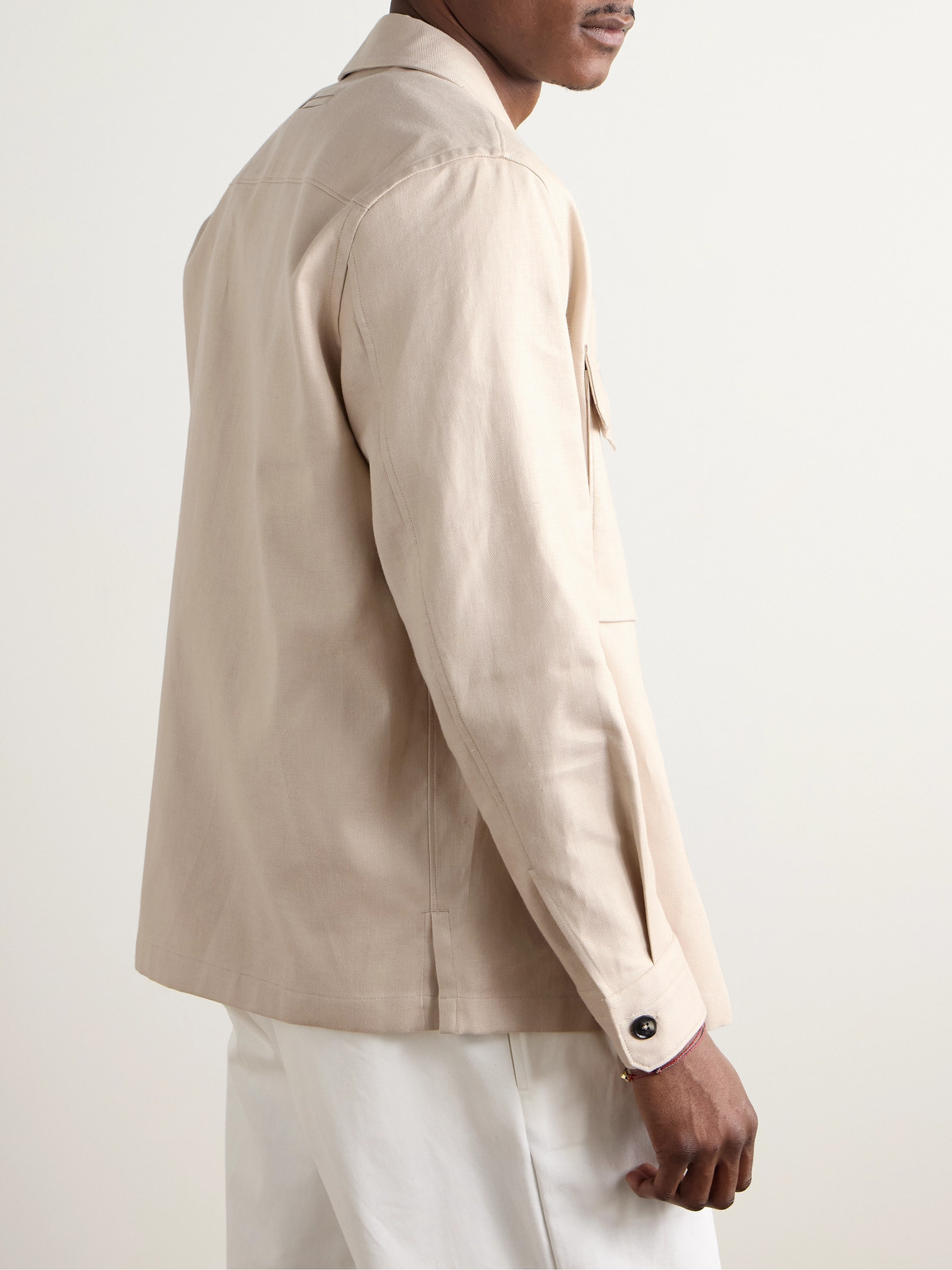 Zegna Linen-twill Overshirt In Neutrals