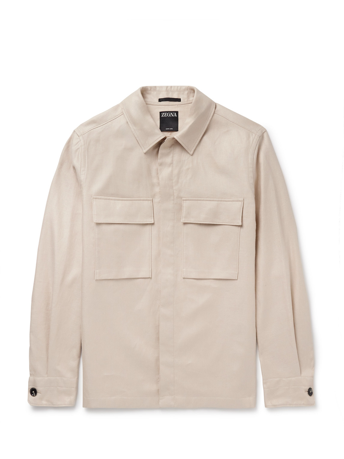 Zegna Linen-twill Overshirt In Neutrals