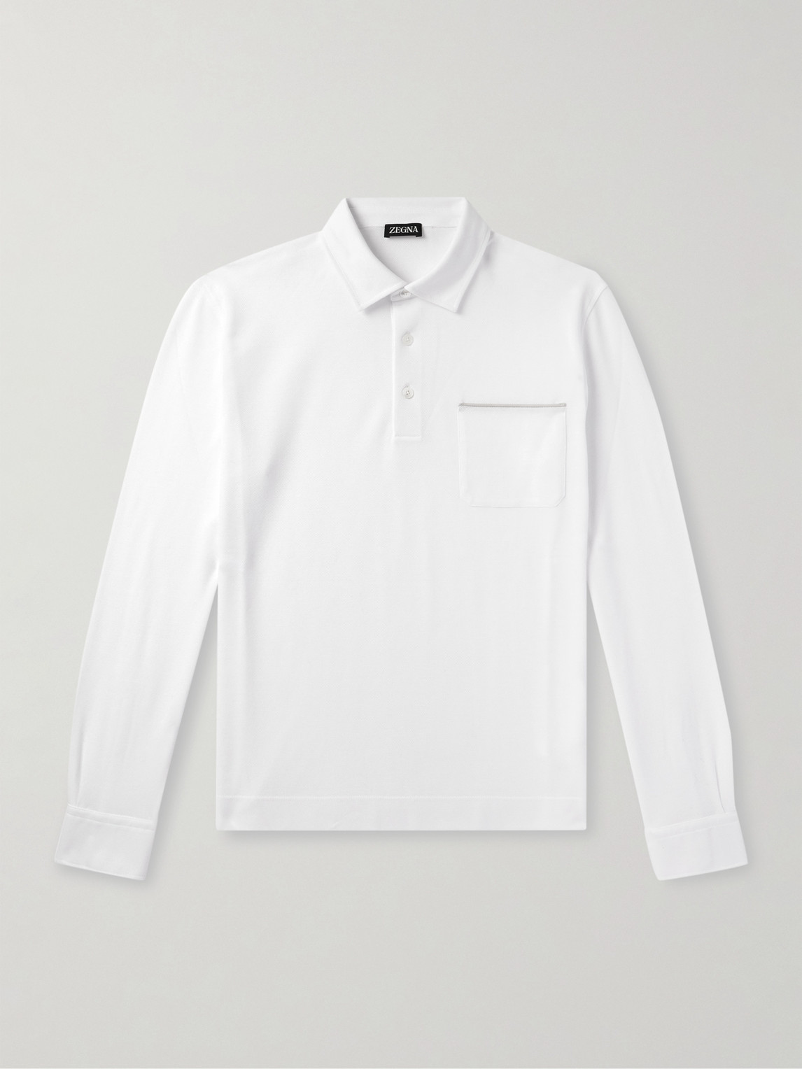 Zegna Logo-Appliquéd Cotton-Piqué Polo Shirt - Men