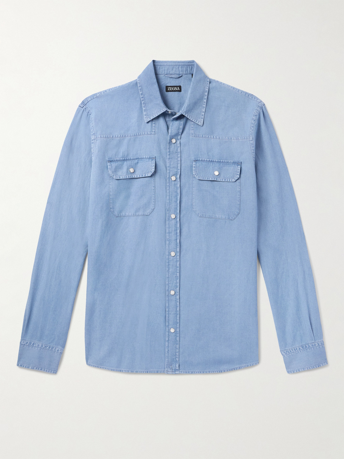 Zegna Cotton and Linen-Blend Chambray hirt - Men