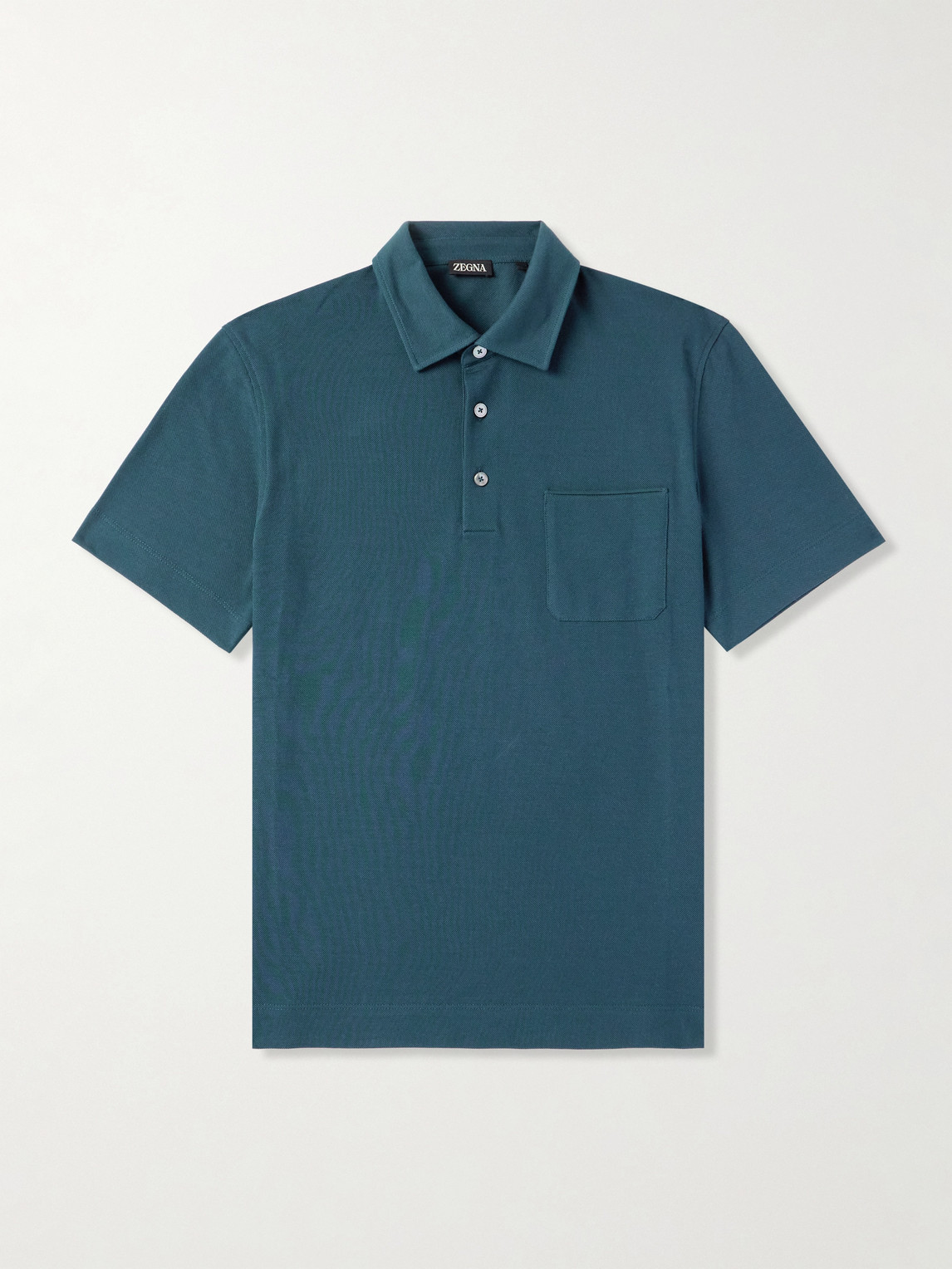 Slim-Fit Leather-Trimmed Cotton-Piqué Polo Shirt