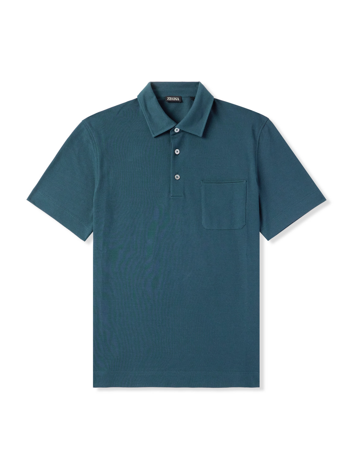 Slim-Fit Leather-Trimmed Cotton-Piqué Polo Shirt