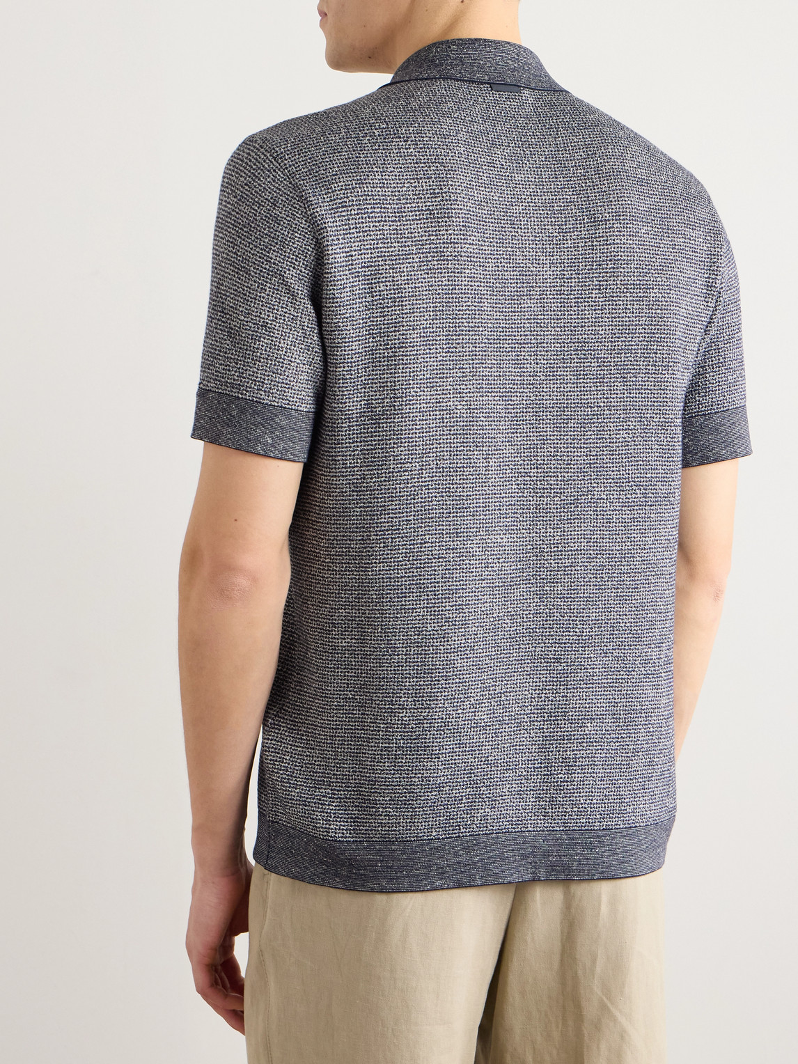 Cotton, Linen And Silk-Blend Polo Shirt