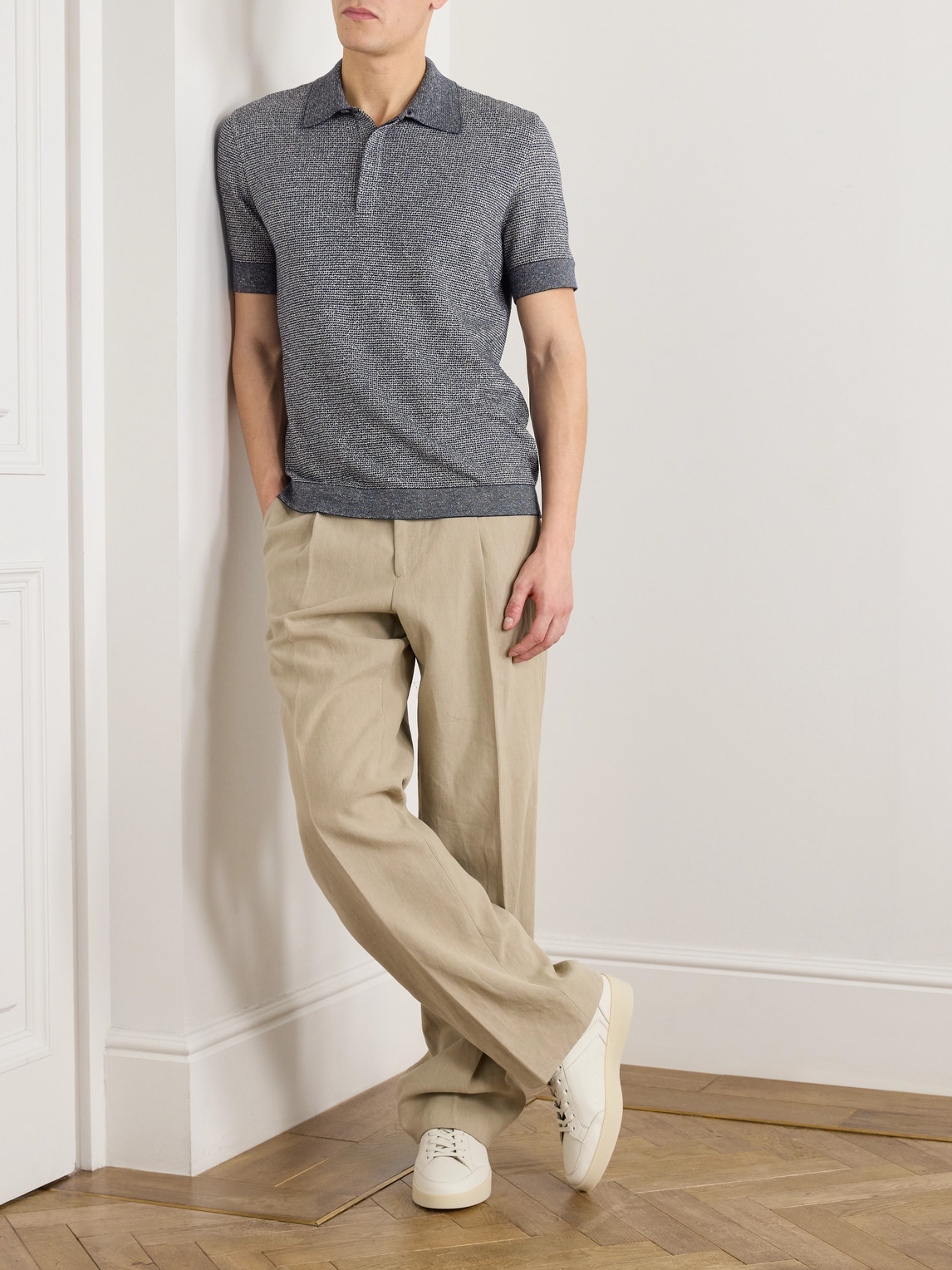 Cotton, Linen and Silk-Blend Polo Shirt — 2