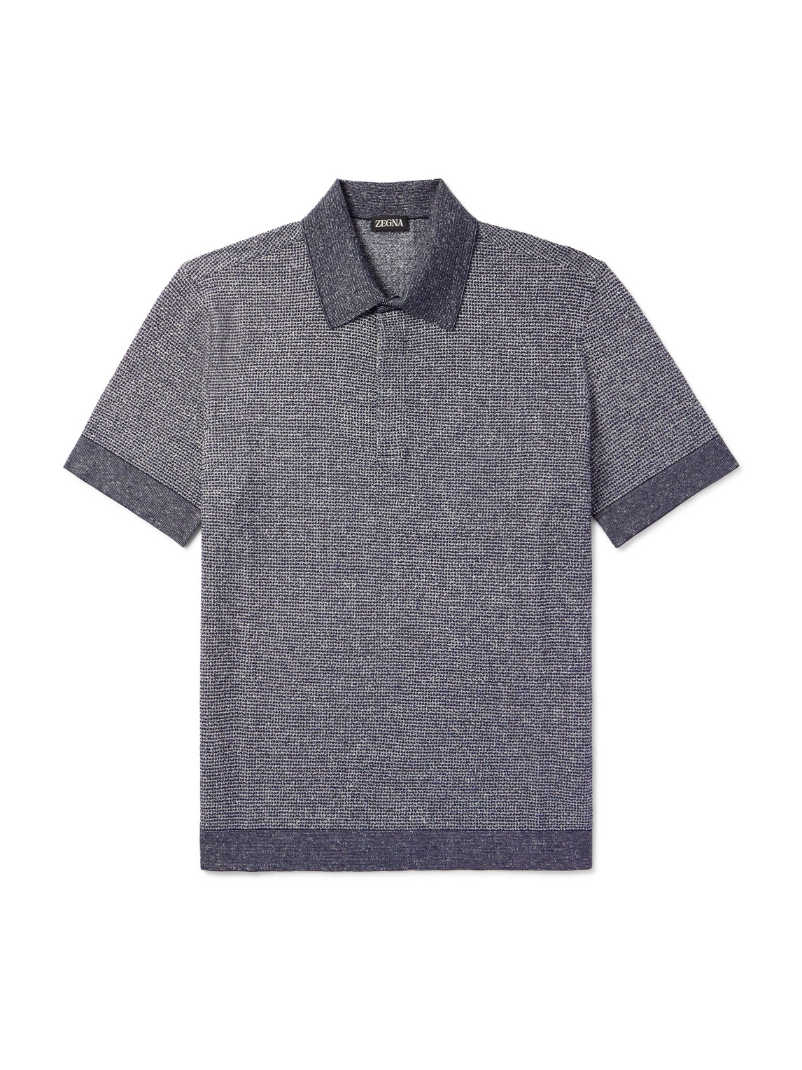 Zegna Cotton, Linen And Silk-blend Polo Shirt In Gray