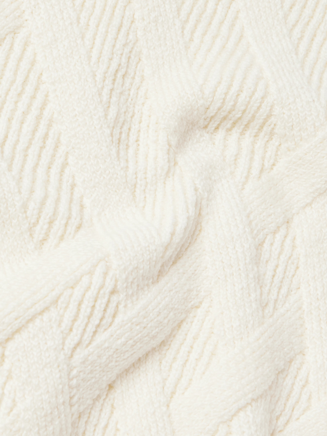 Logo-Appliquéd Leather-Trimmed Basketweave Cotton Sweater