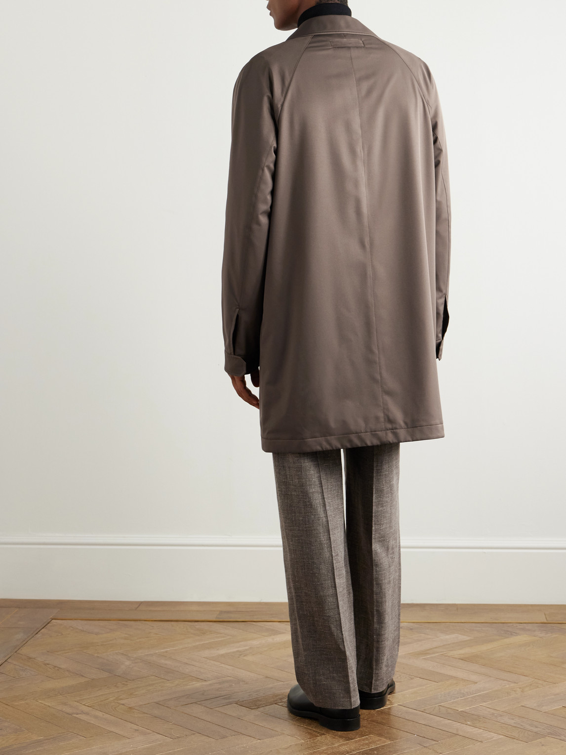 Shop Zegna Motorin 300cc Satin-twill Jacket In Brown