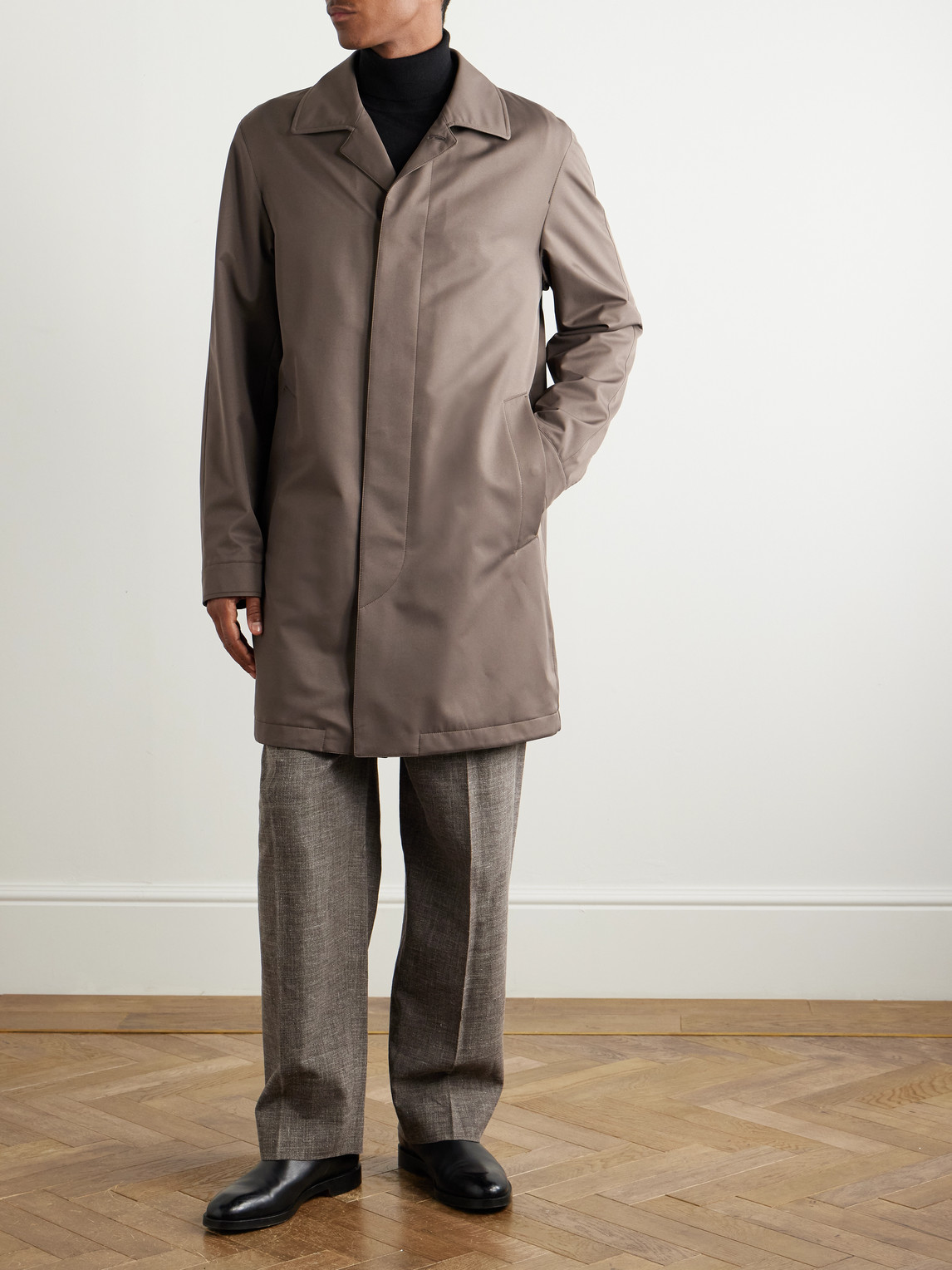 Shop Zegna Motorin 300cc Satin-twill Jacket In Brown