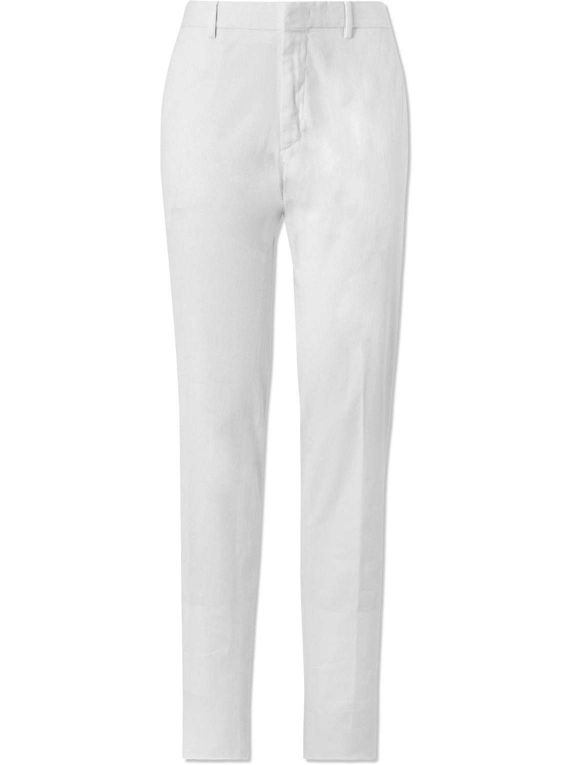 Zegna Easy Straight-leg Garment-dyed Cotton-blend Chinos In White