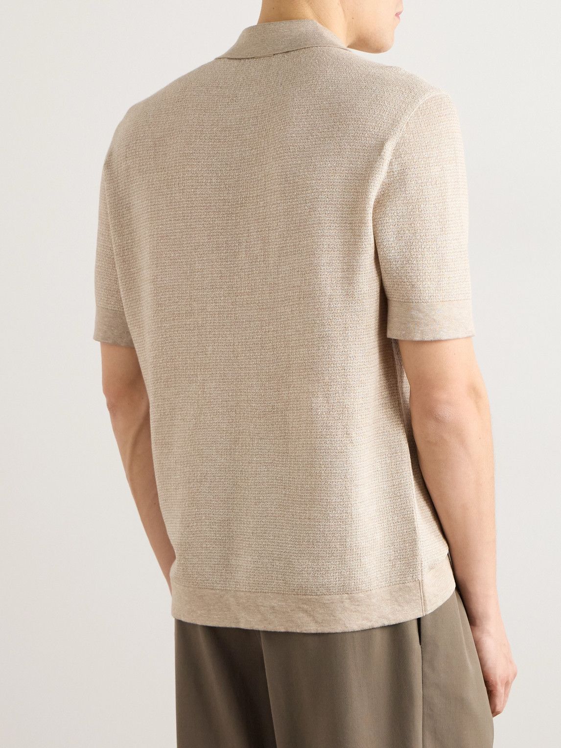 Cotton, Linen And Silk-Blend Polo Shirt