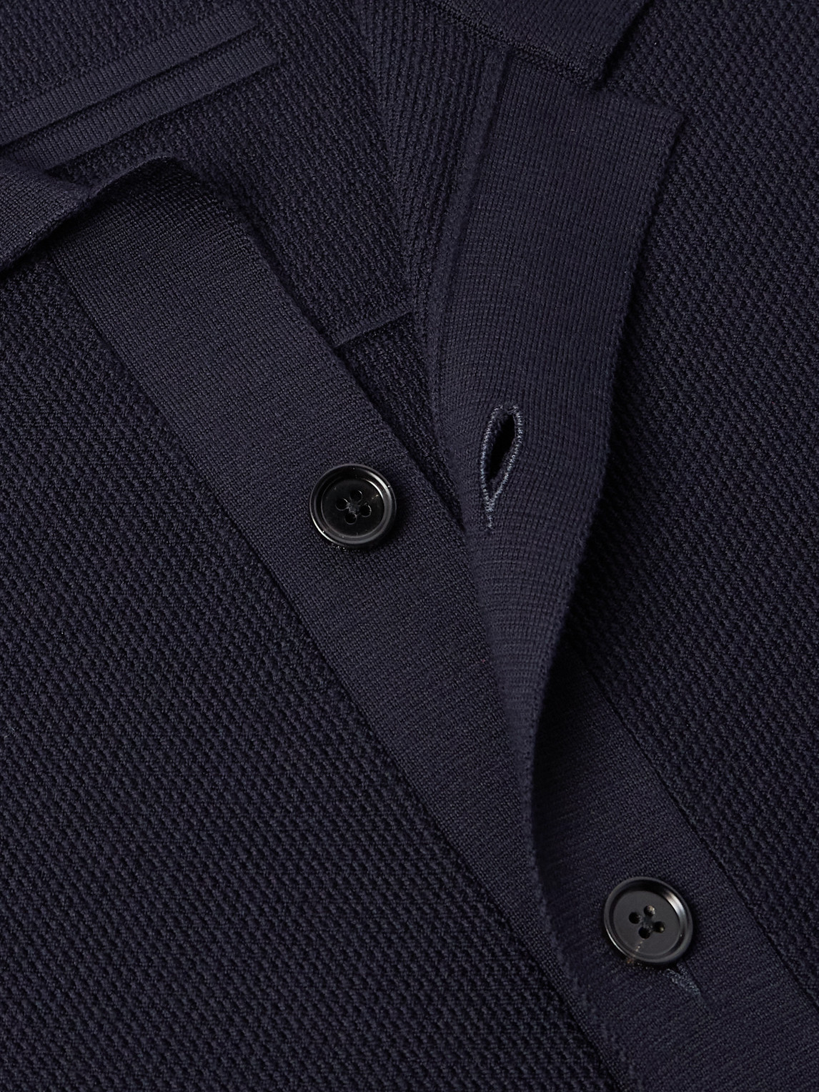 Zegna Camp-collar Wool-piqué Cardigan In Blue