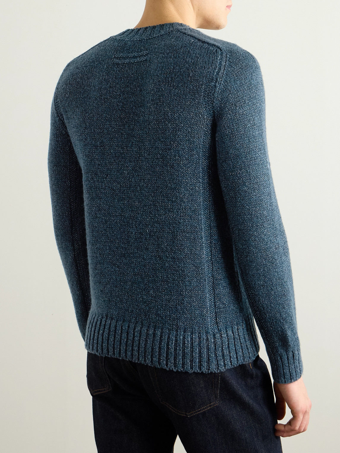 Zegna Cashmere, Linen And Cotton-blend Sweater In Blue