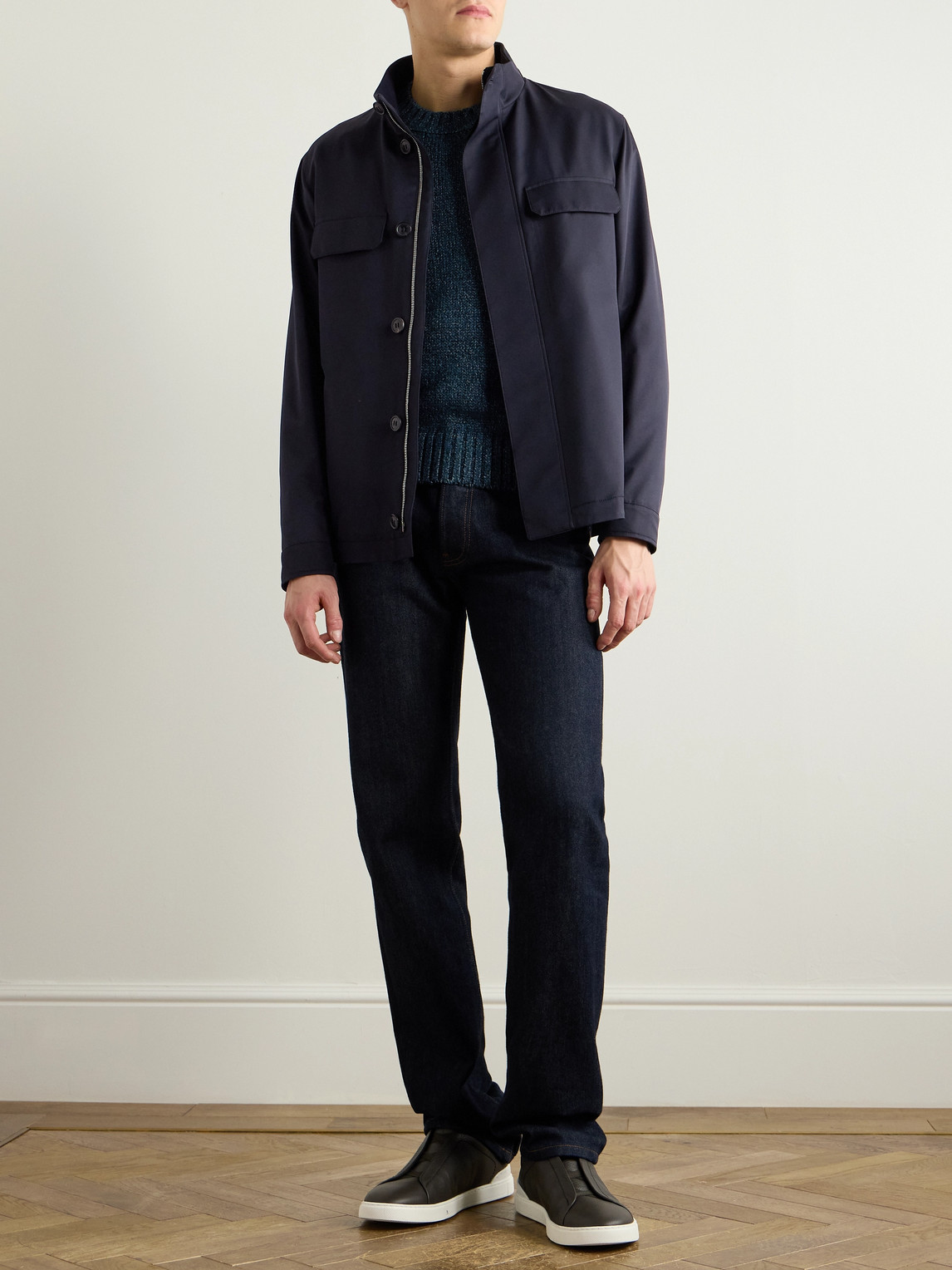 Zegna Cashmere, Linen And Cotton-blend Sweater In Blue