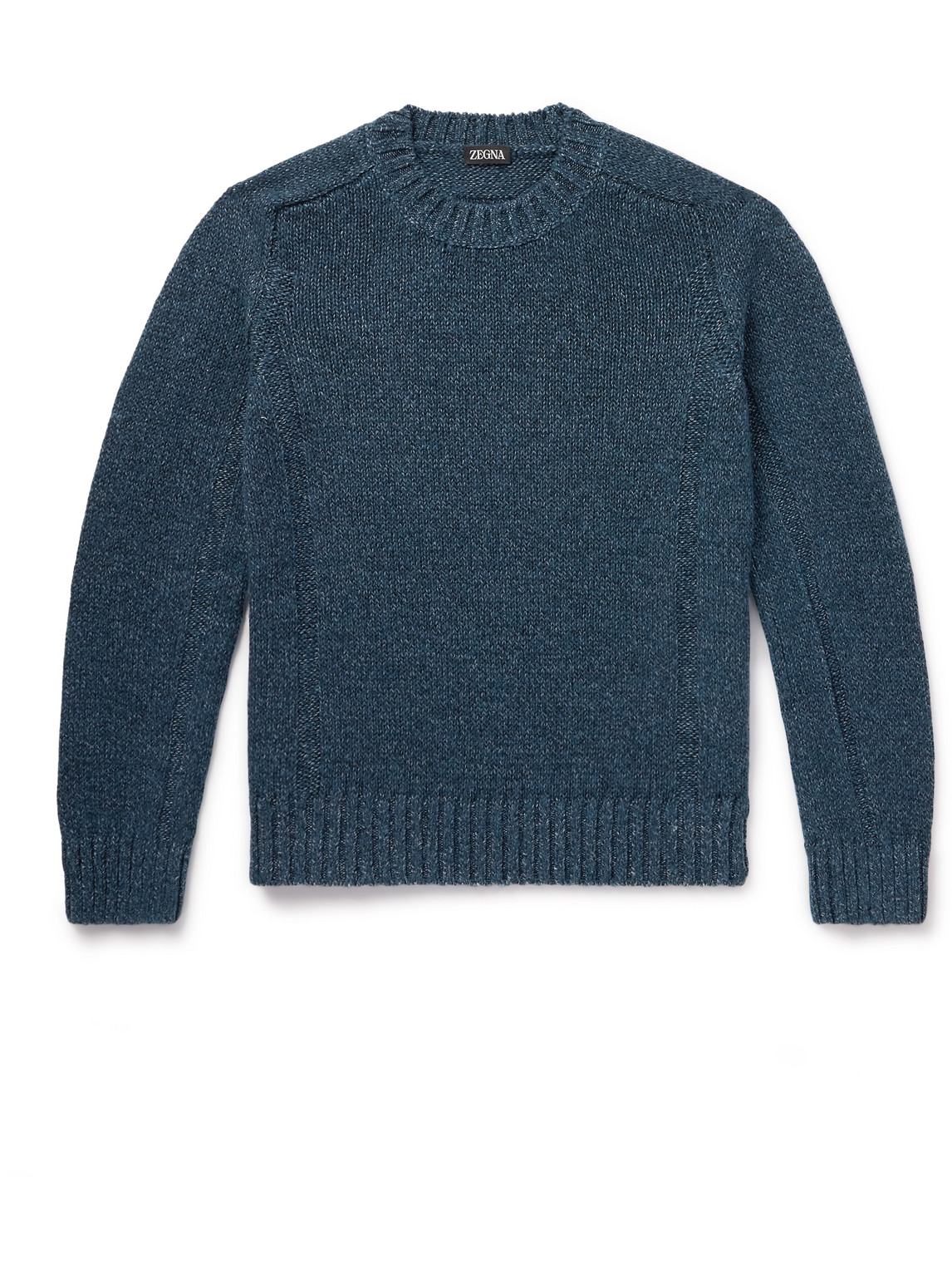 Zegna Cashmere, Linen And Cotton-blend Sweater In Blue