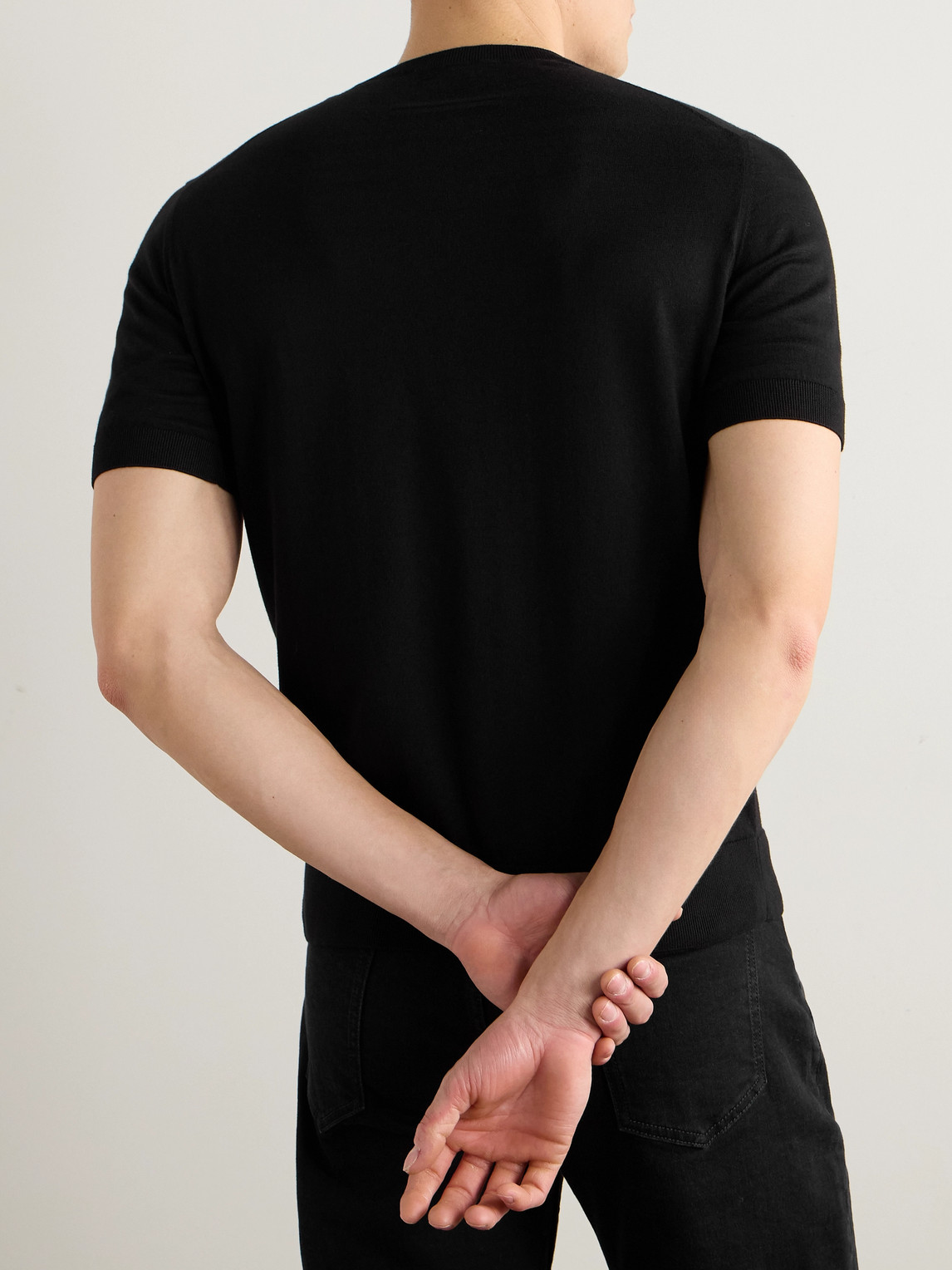 Zegna T-shirt In Cotone Blu Scuro Uomo In Black
