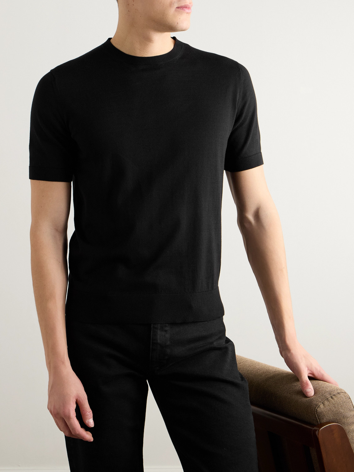Zegna T-shirt In Cotone Blu Scuro Uomo In Black