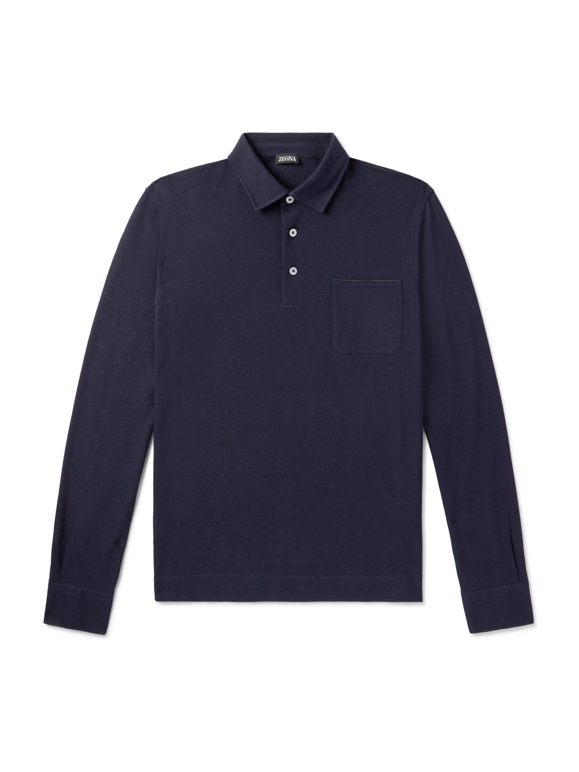 Zegna Logo-appliquéd Cotton-piqué Polo Shirt In Blue