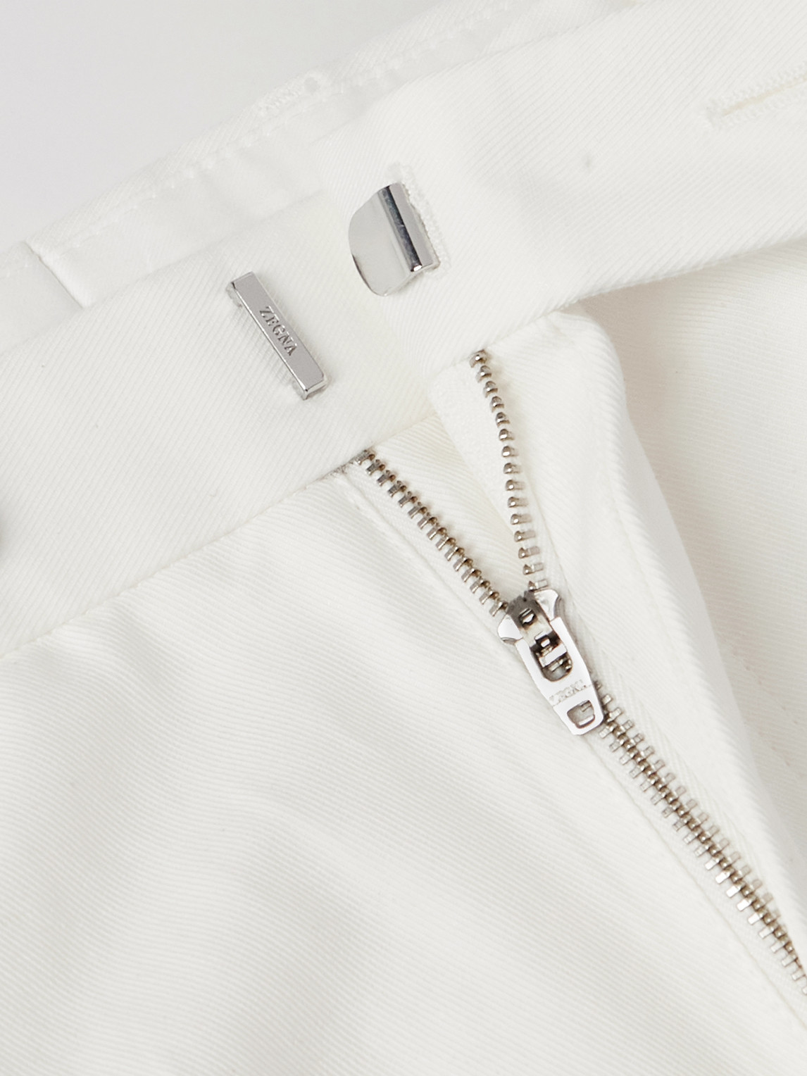 Zegna Tapered Pleated Cotton And Linen-blend Twill Trousers In White