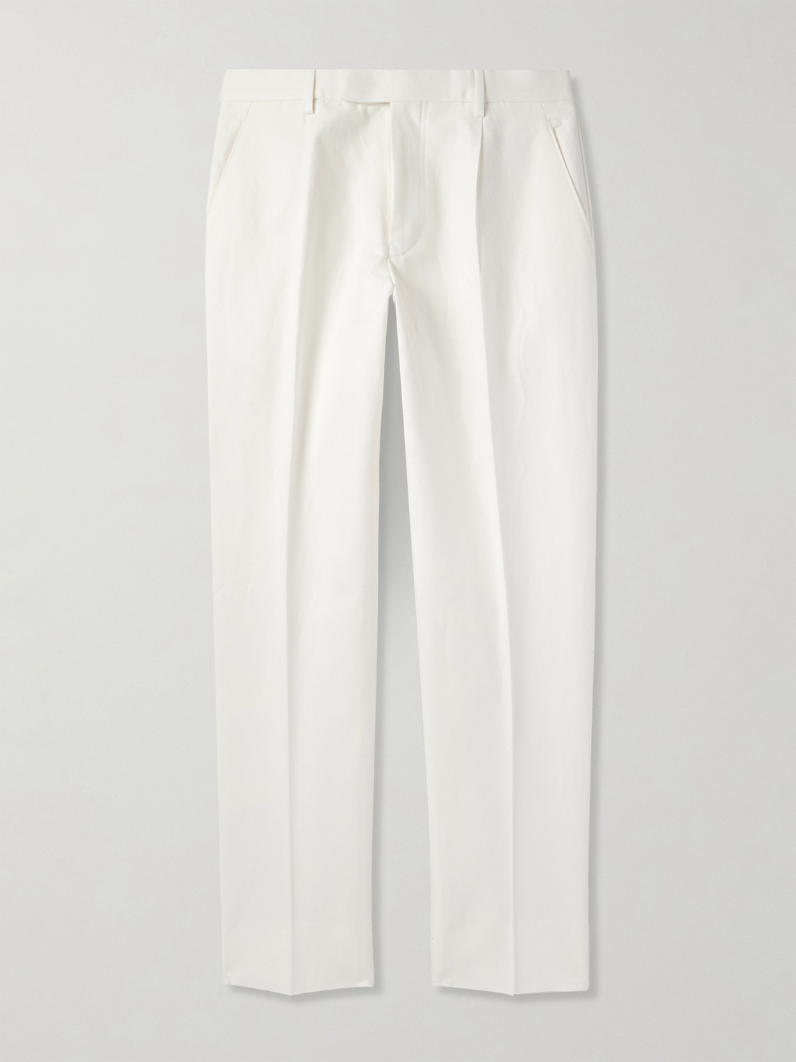 Zegna Tapered Pleated Cotton and Linen-Blend Twill Trousers - Men