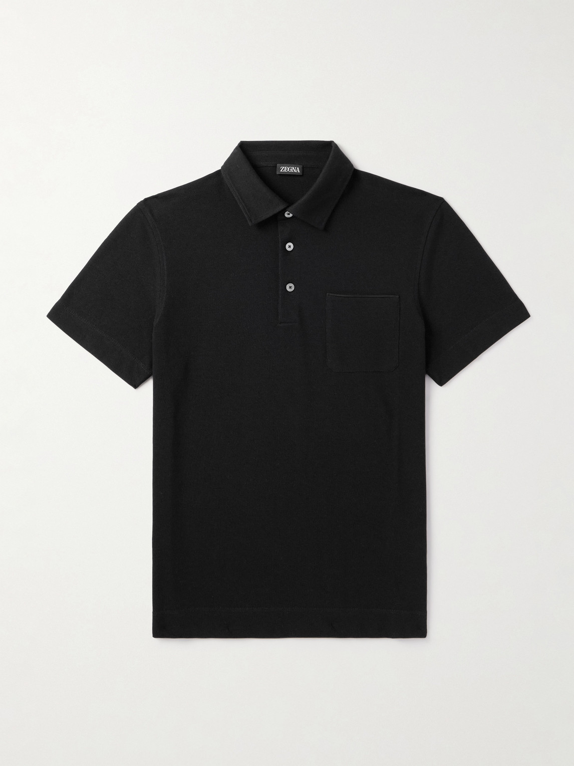 Zegna Slim-Fit Leather-Trimmed Cotton-Piqué Polo Shirt - Men