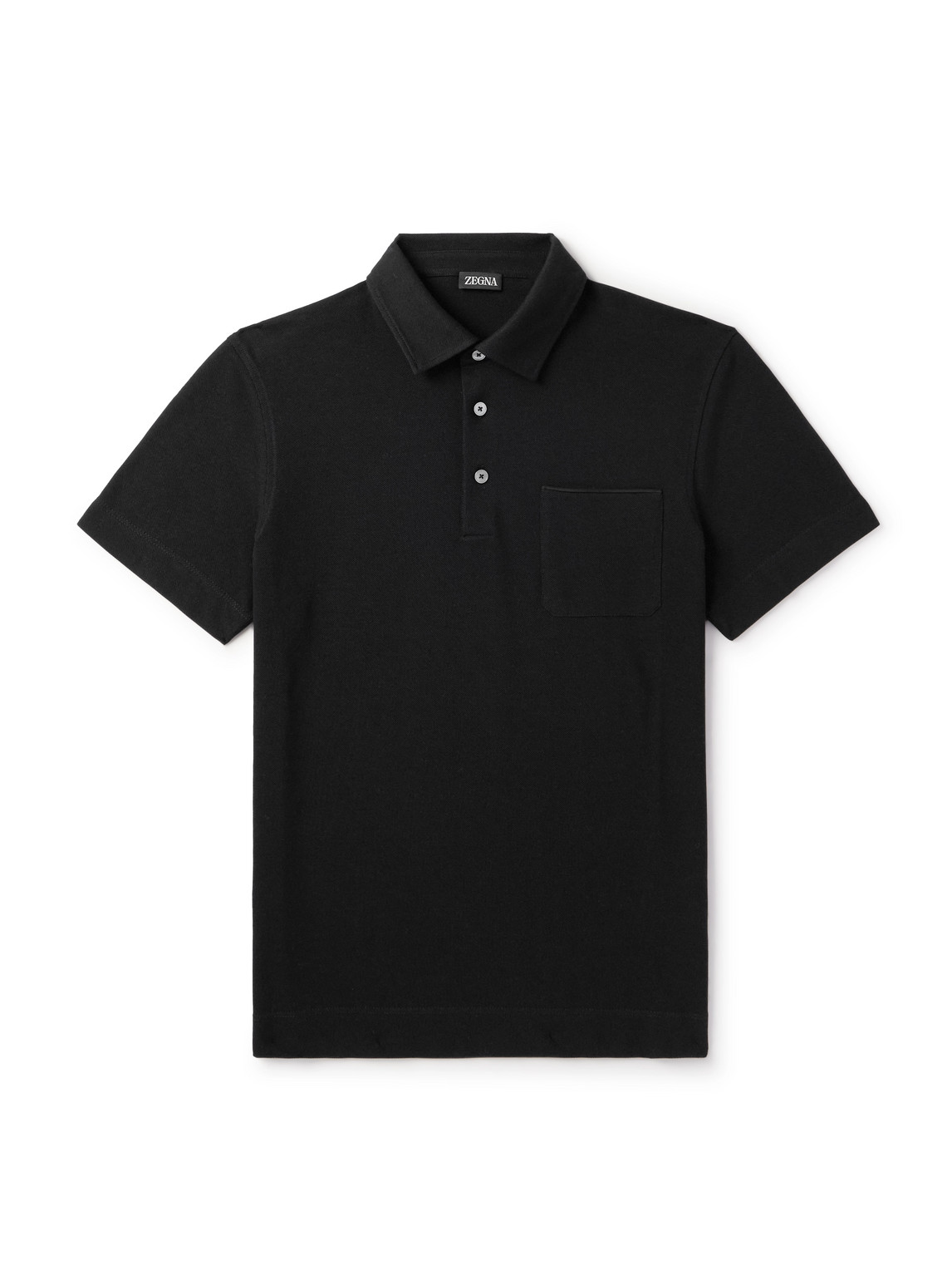 Slim-Fit Leather-Trimmed Cotton-Piqué Polo Shirt