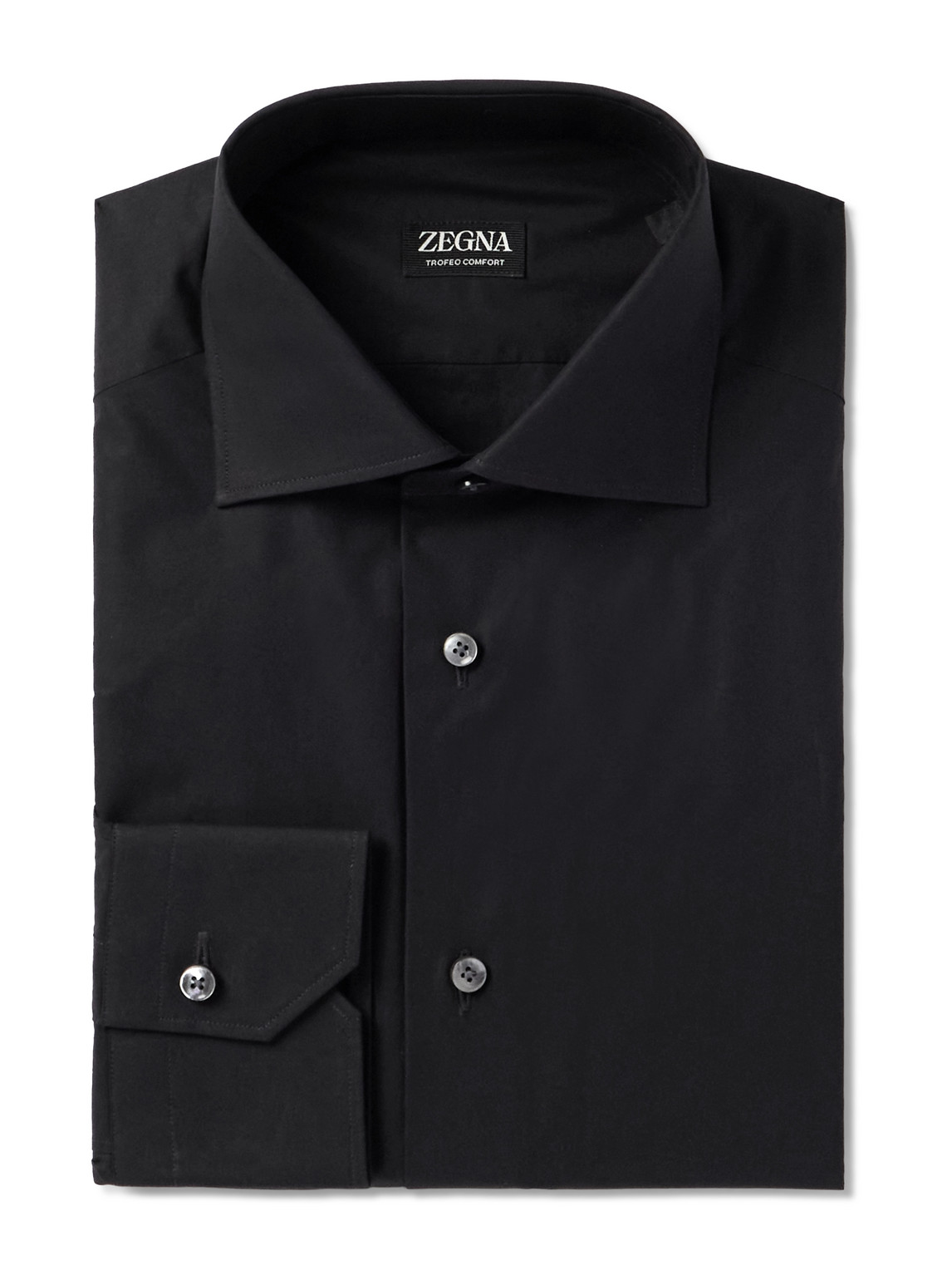 Zegna Trofeo Cotton-poplin Shirt In Black