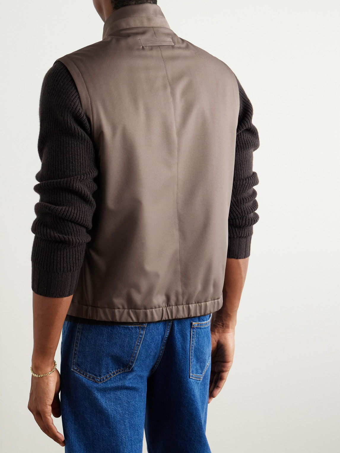 Shop Zegna Slim-fit Shell Gilet In Brown