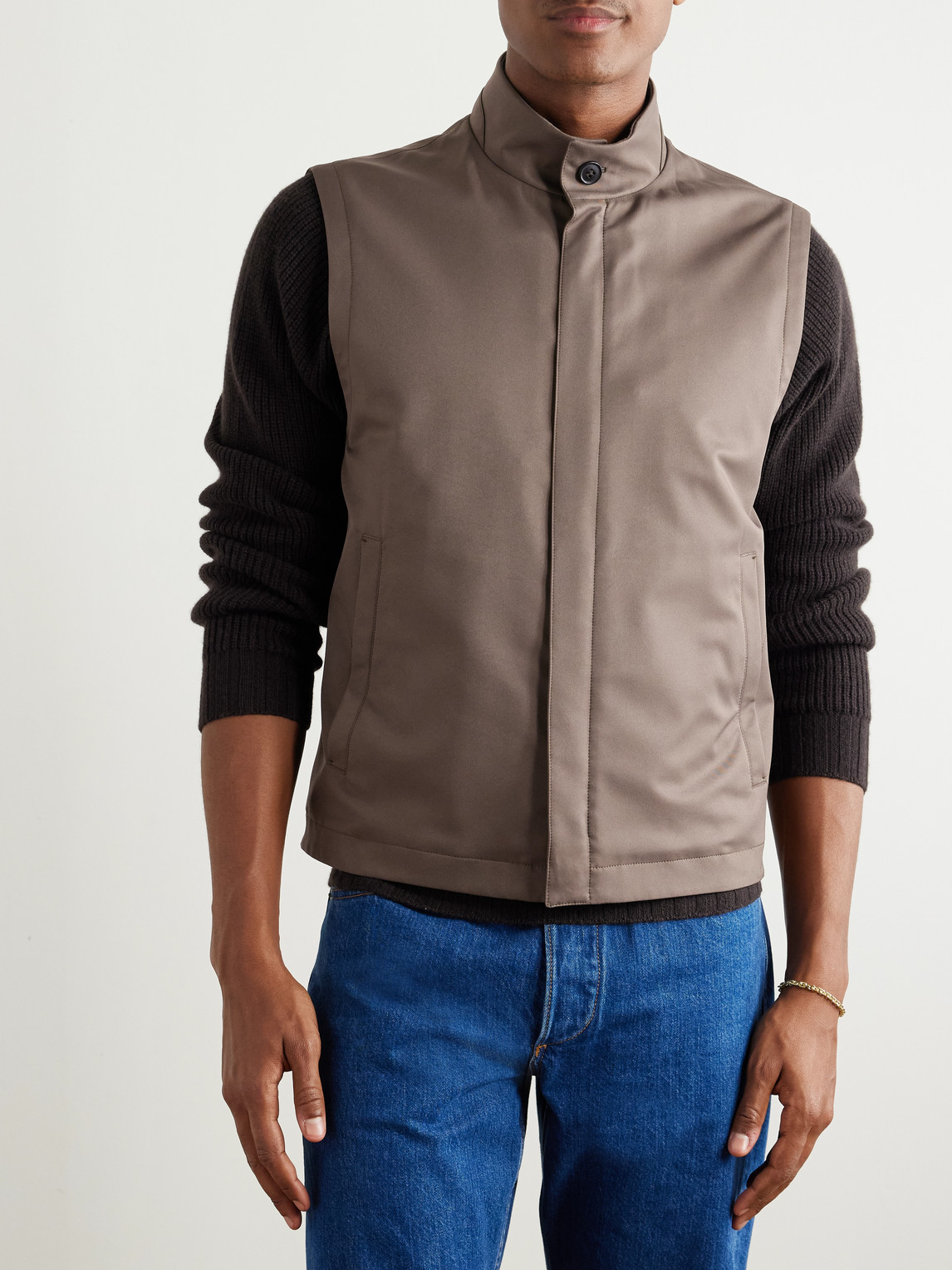 Shop Zegna Slim-fit Shell Gilet In Brown