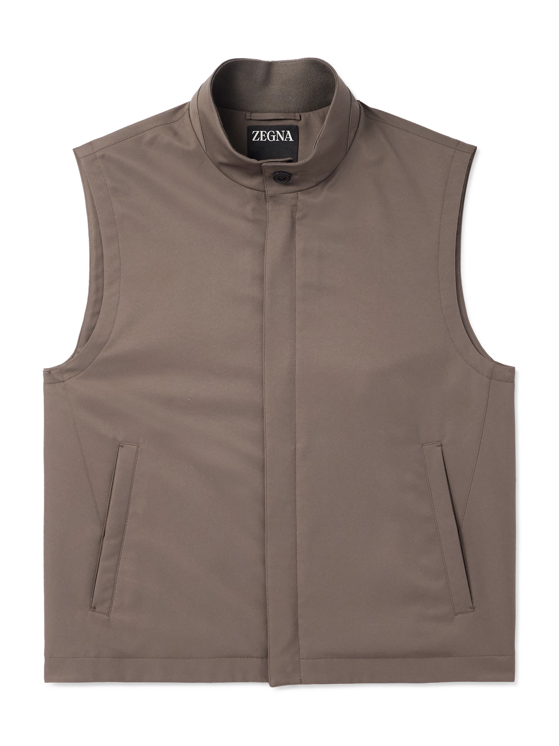 Zegna Slim-fit Shell Gilet In Brown