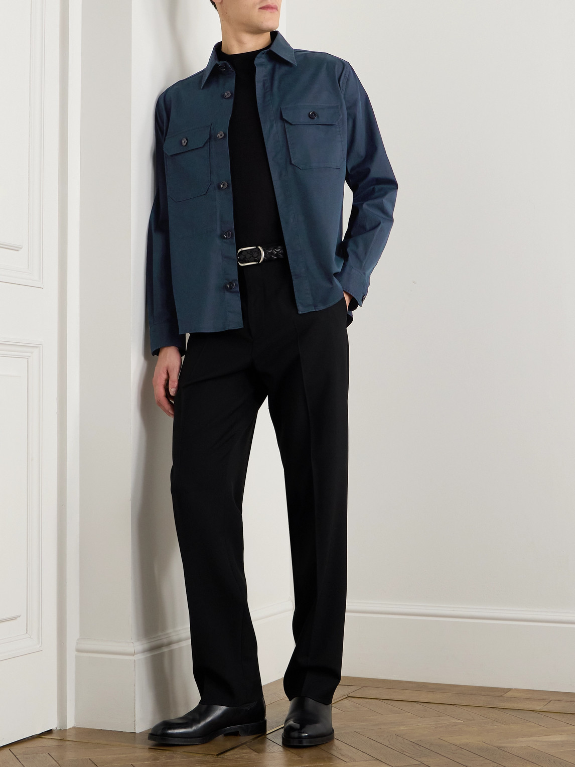 Zegna Cotton-blend Twill Overshirt In Blue