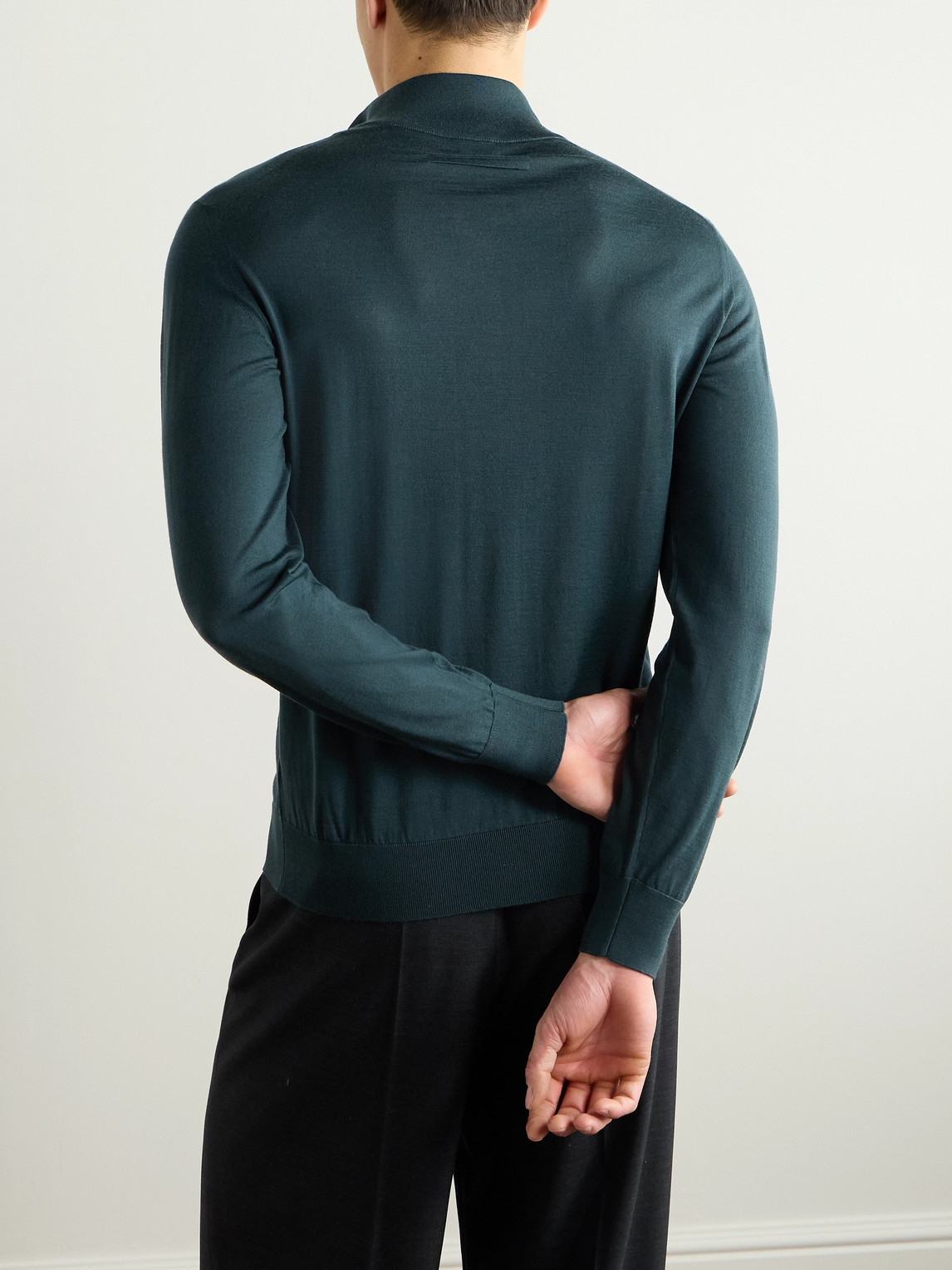 Zegna Slim-fit Wool Half-zip Sweater In Blue