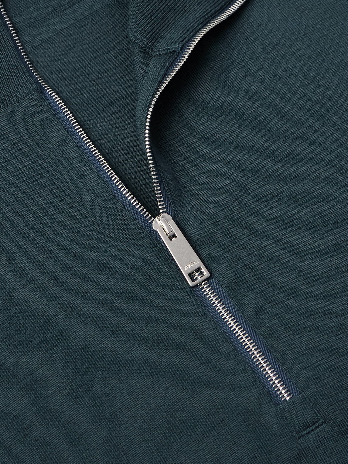 Zegna Slim-fit Wool Half-zip Sweater In Blue