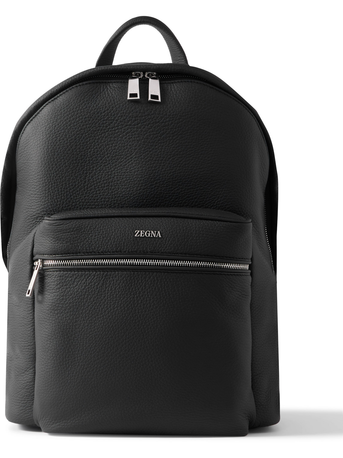 Zegna Full-grain Leather Backpack In Black