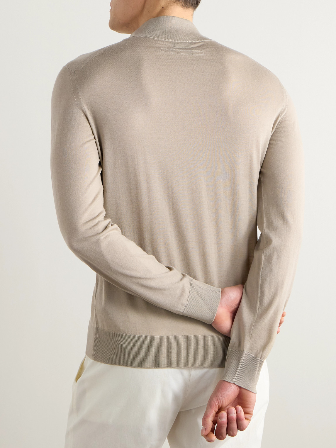 Zegna Slim-fit Wool Half-zip Sweater In Neutrals