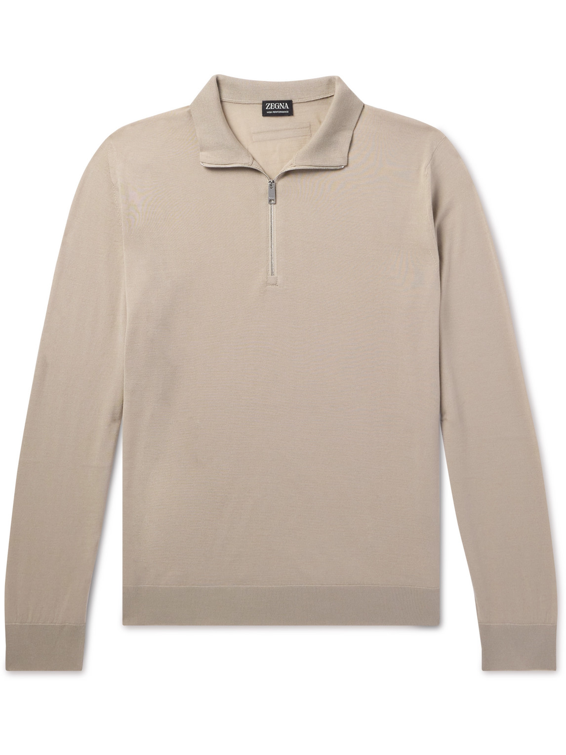 Zegna Slim-fit Wool Half-zip Sweater In Neutrals