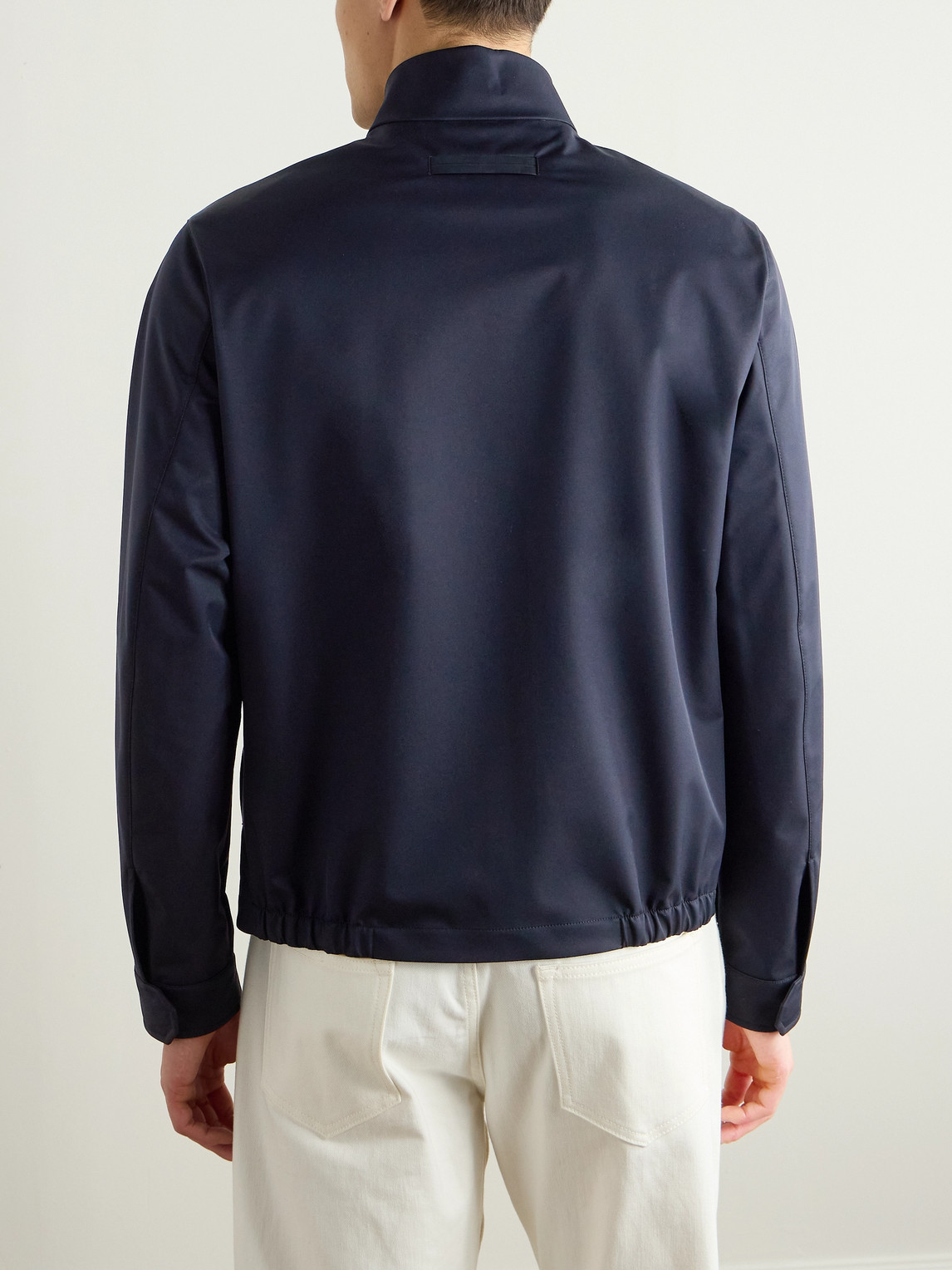 Shop Zegna 3l Twill Blouson Jacket In Blue