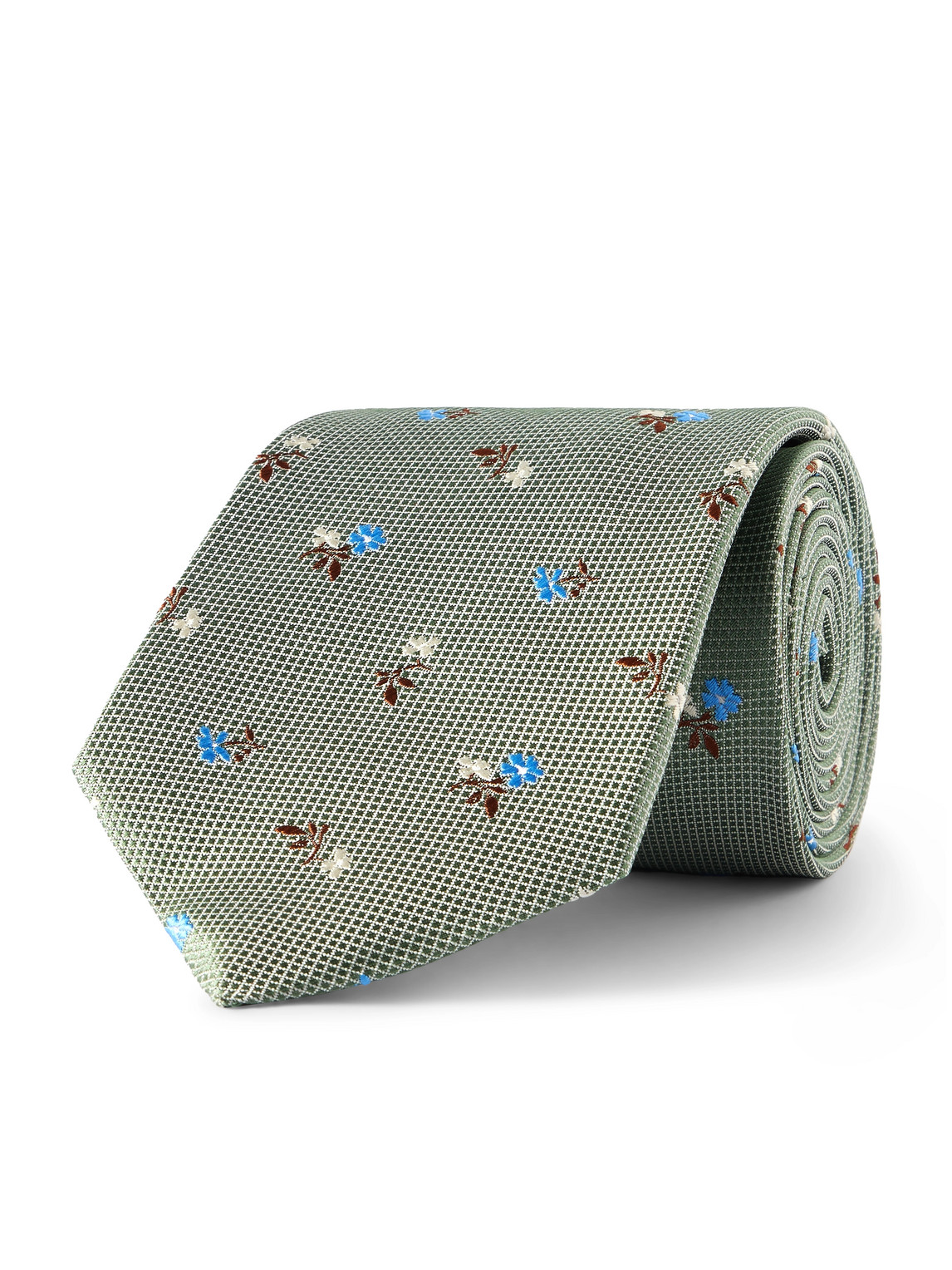 Paul Smith 8cm Embroidered Silk-jacquard Tie In Green