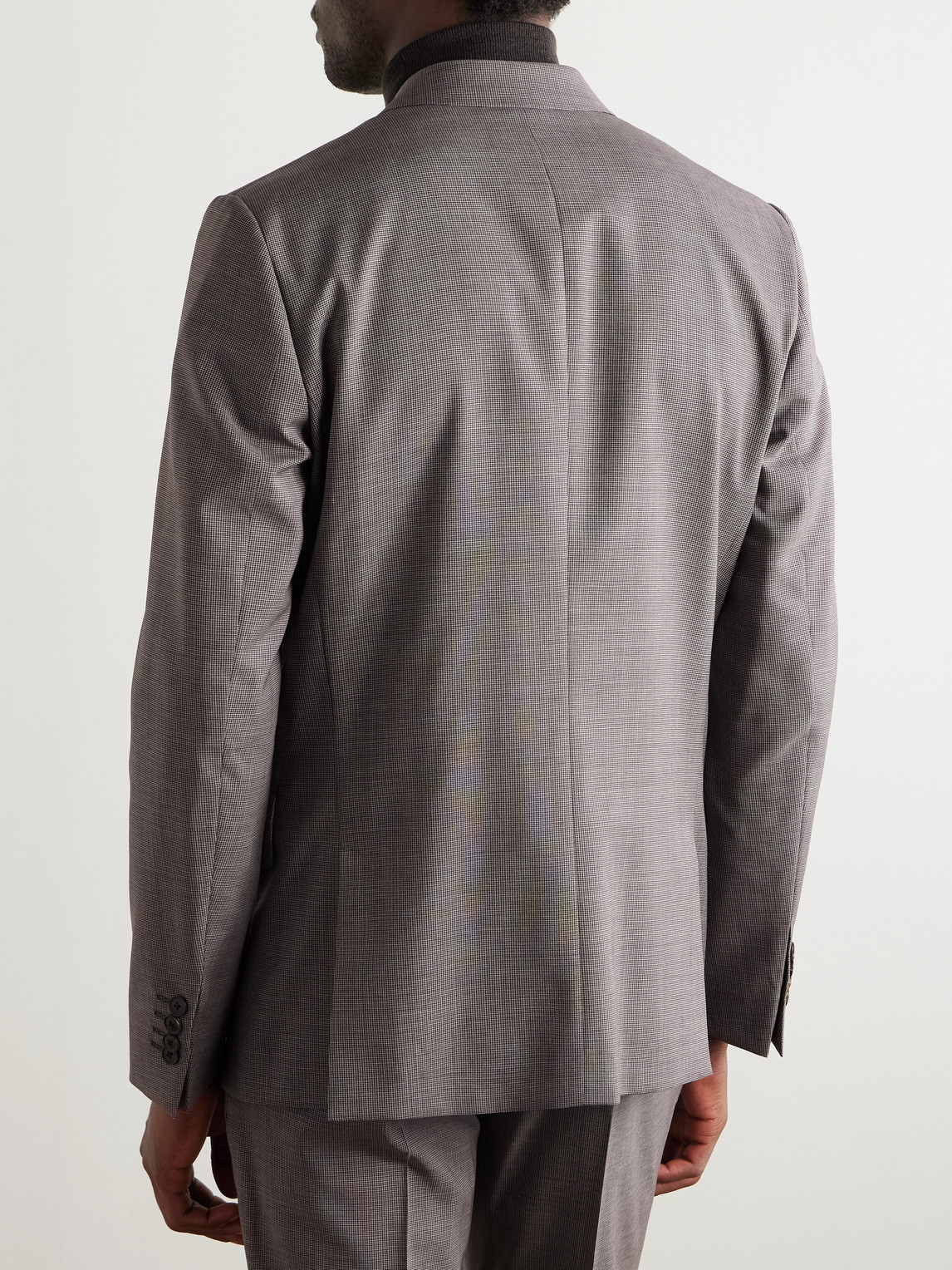 Paul Smith Tapered Houndstooth Wool Suit Trousers In Brown