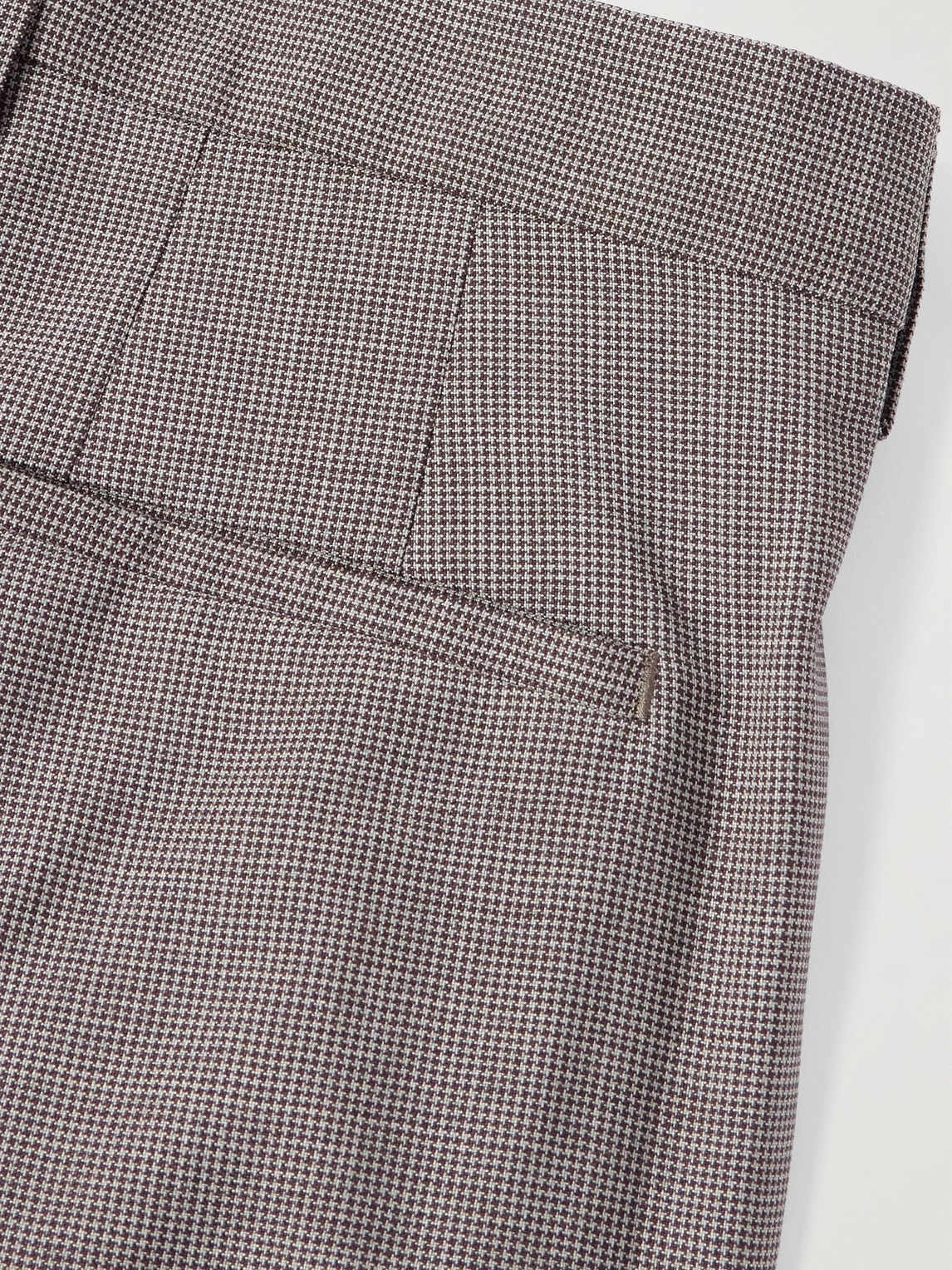 Paul Smith Tapered Houndstooth Wool Suit Trousers In Brown