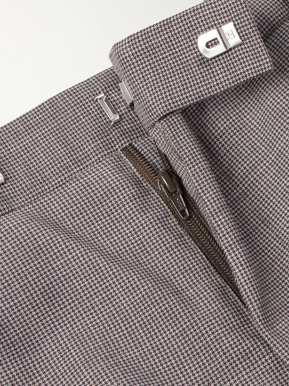 Paul Smith Tapered Houndstooth Wool Suit Trousers In Brown