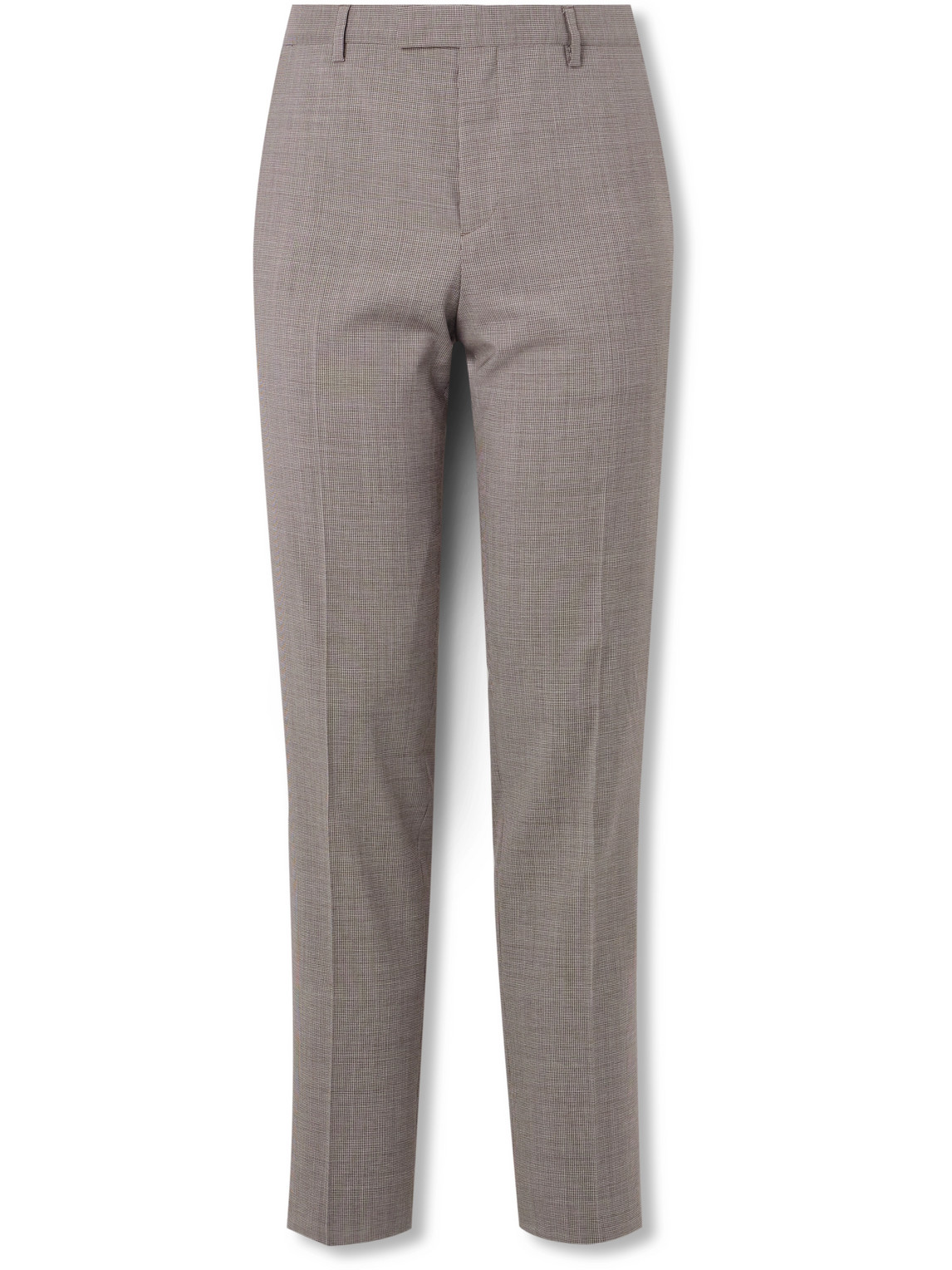 Paul Smith Tapered Houndstooth Wool Suit Trousers In Brown