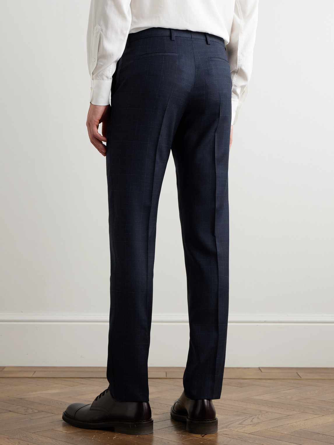 Shop Paul Smith Straight-leg Checked Wool Suit Trousers In Blue