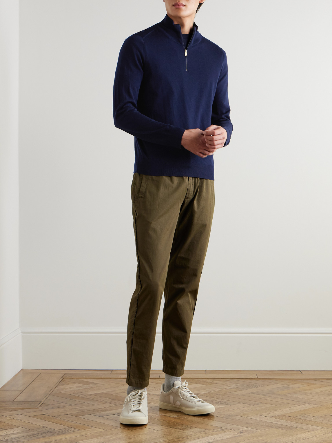 PAUL SMITH MERINO WOOL HALF-ZIP SWEATER