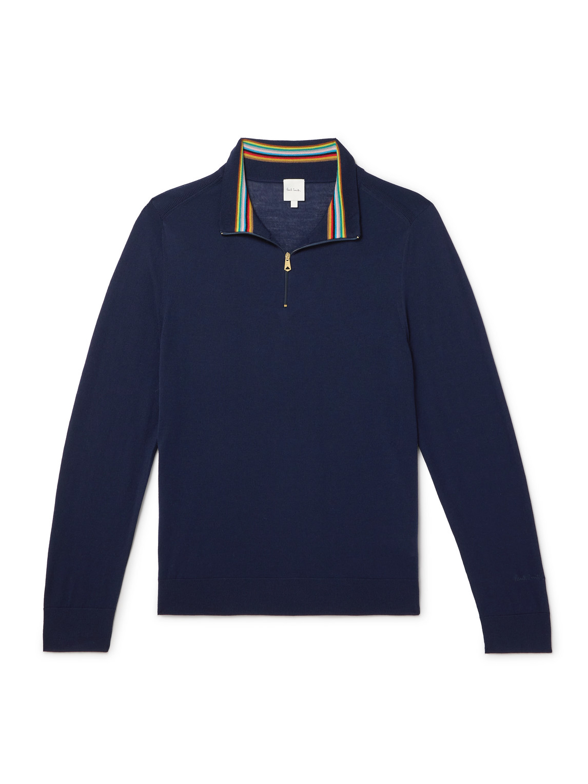 Paul Smith Merino Wool Half-zip Sweater In Blue