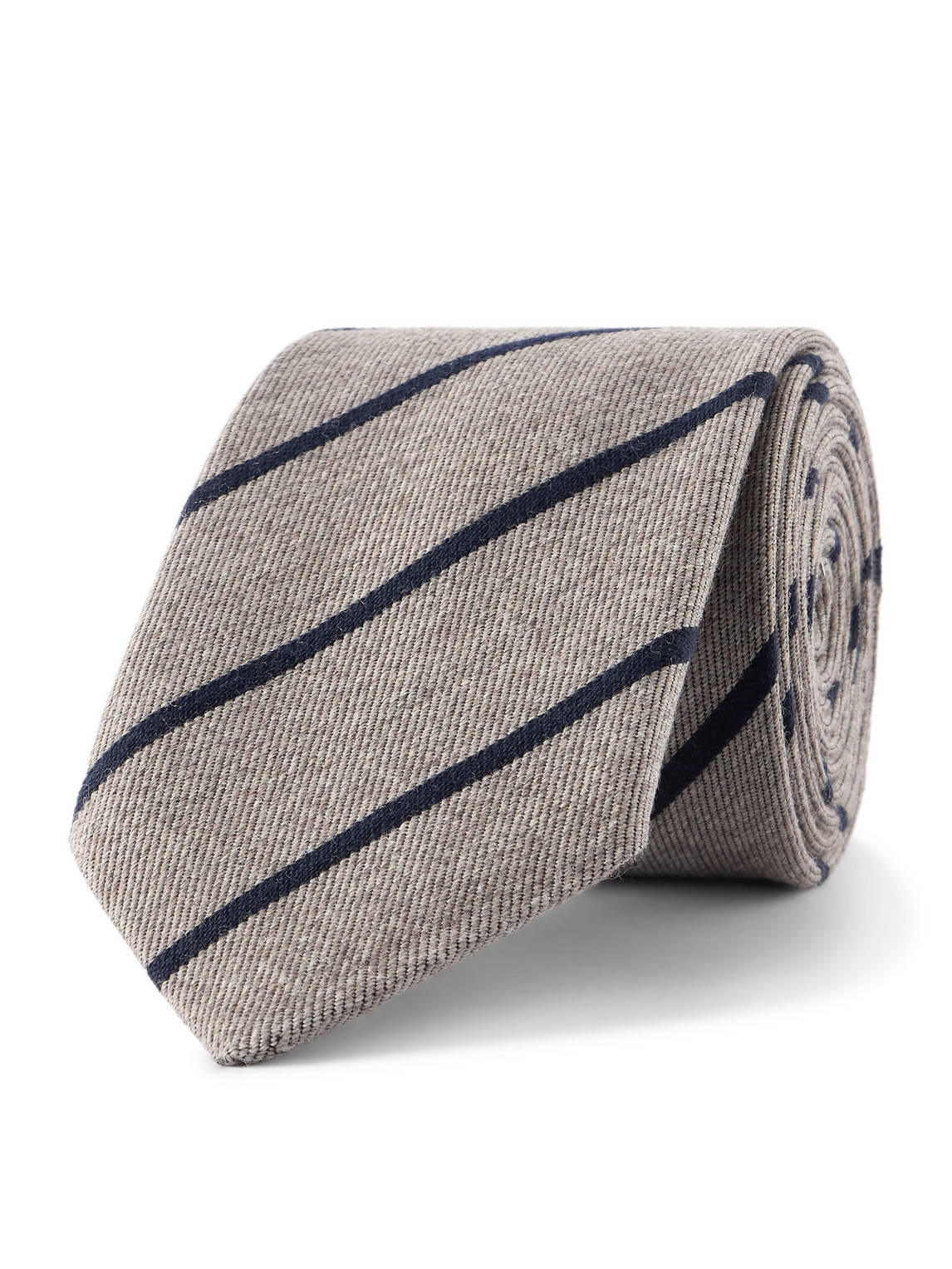 Paul Smith Striped Wool And Silk-blend Twill Tie In Neutrals
